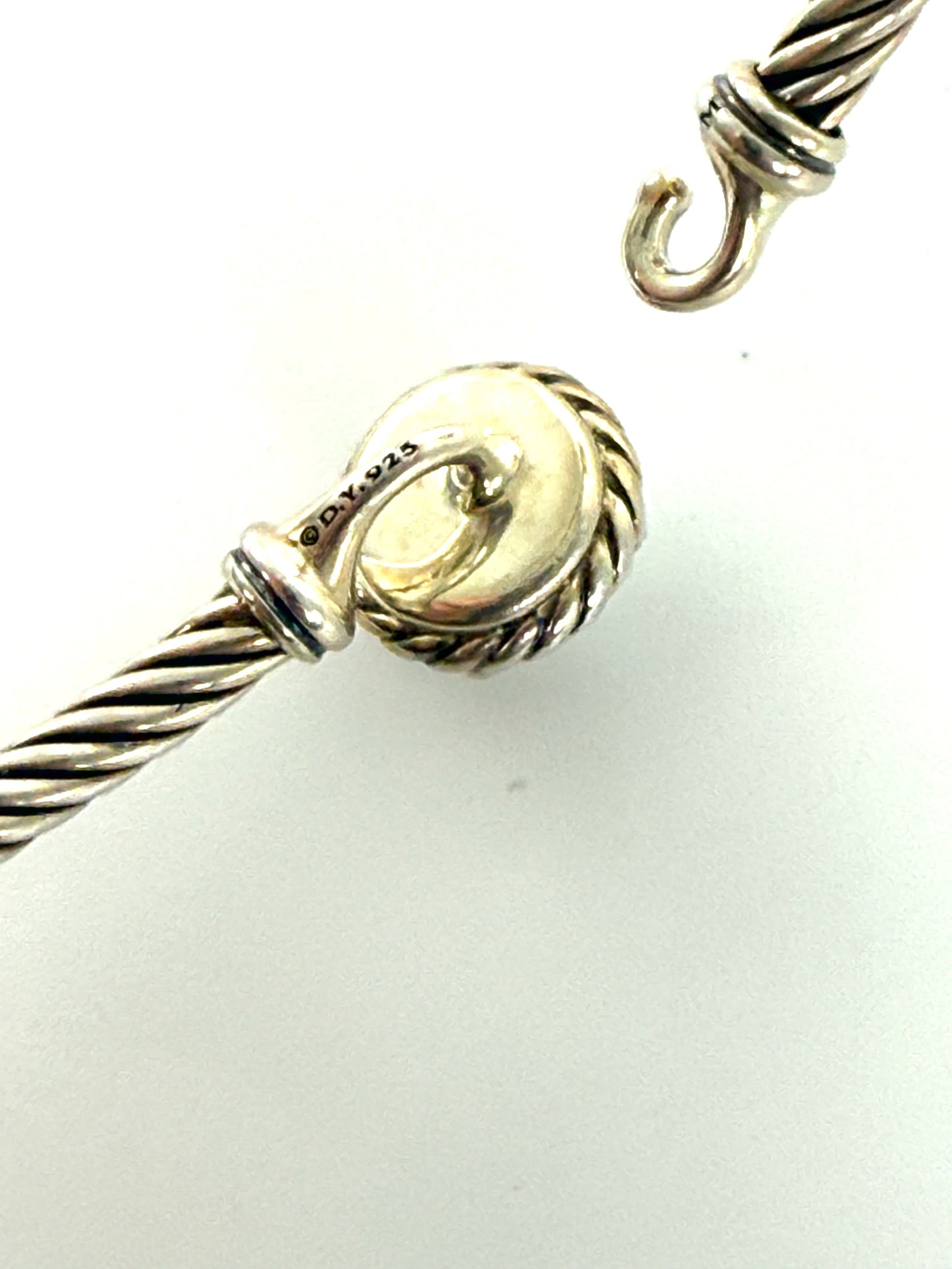 David Yurman Petite Chatelaine Chalcedony 3mm Cuff Sterling Silver Bangle Bracelet S