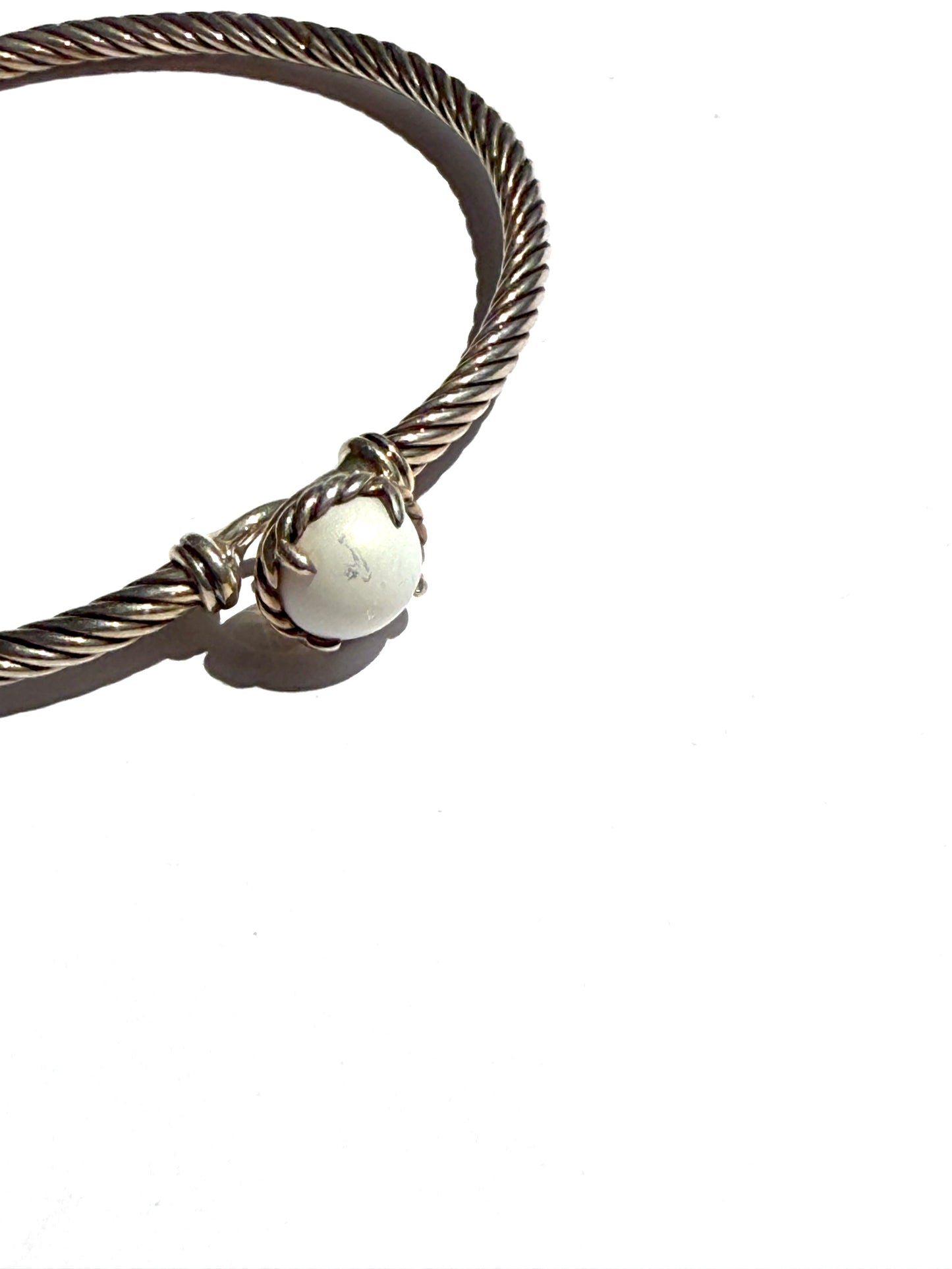 David Yurman Petite Chatelaine Chalcedony 3mm Cuff Sterling Silver Bangle Bracelet S