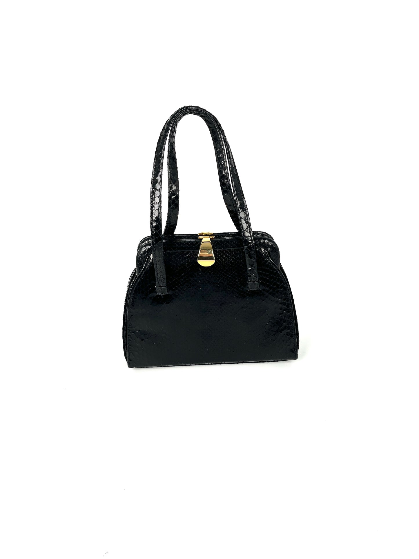 Vintage FENDI Snakeskin Black Mini Top Handle Satchel Bag