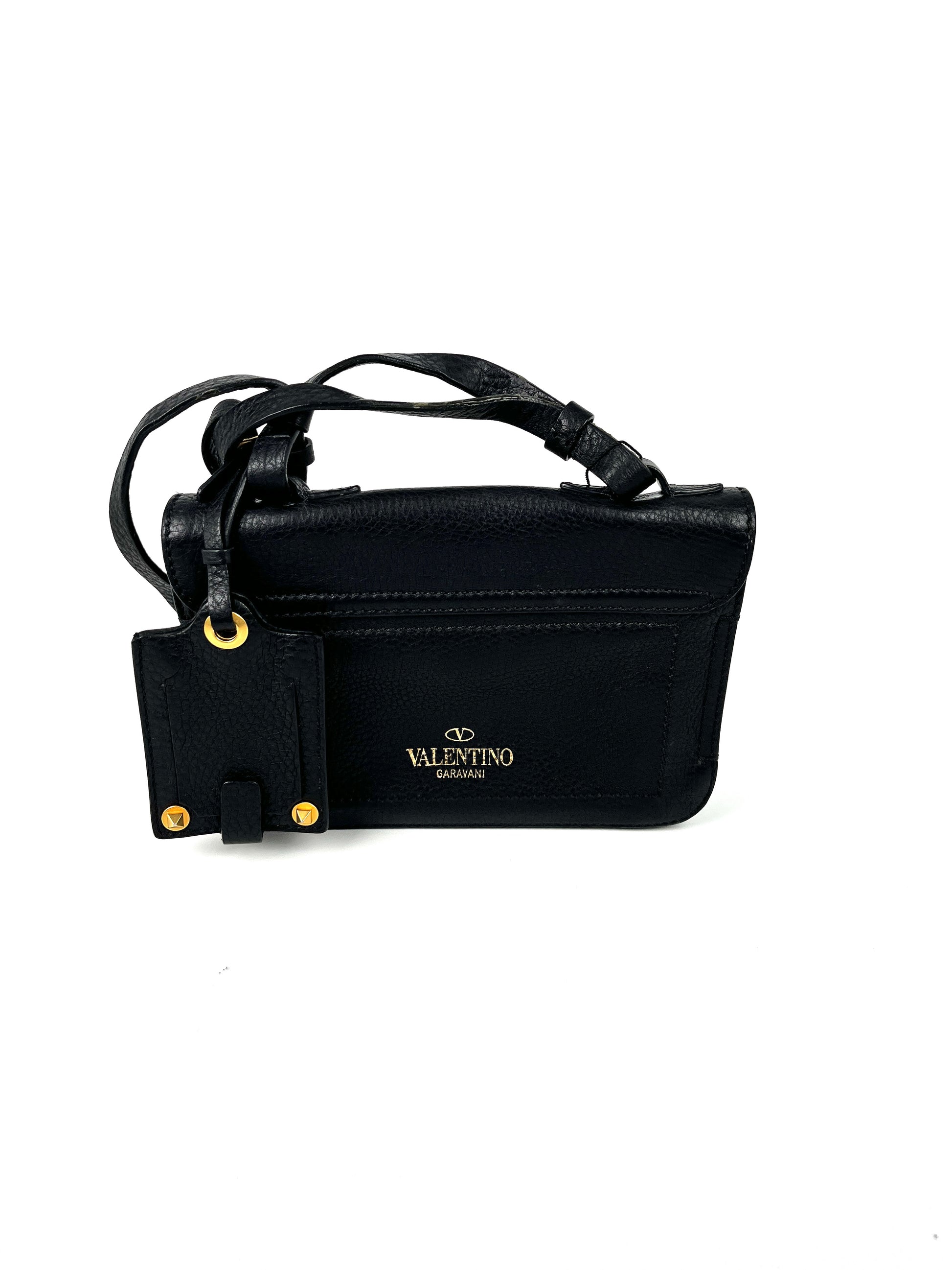 Vintage VALENTINO Eye on You Crossbody Black Leather Crossbody Bag