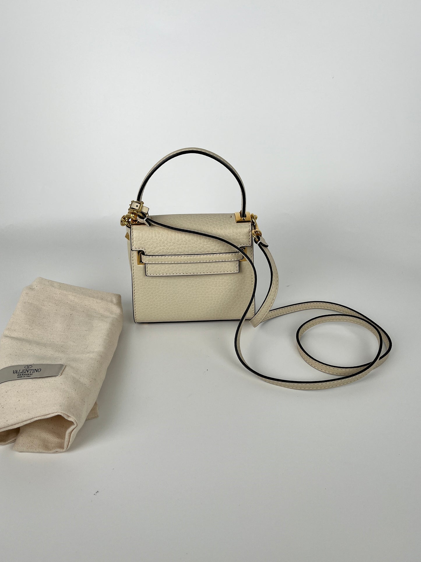 VALENTINO My Rockstud Mini Ivory Leather Crossbody Satchel Bag