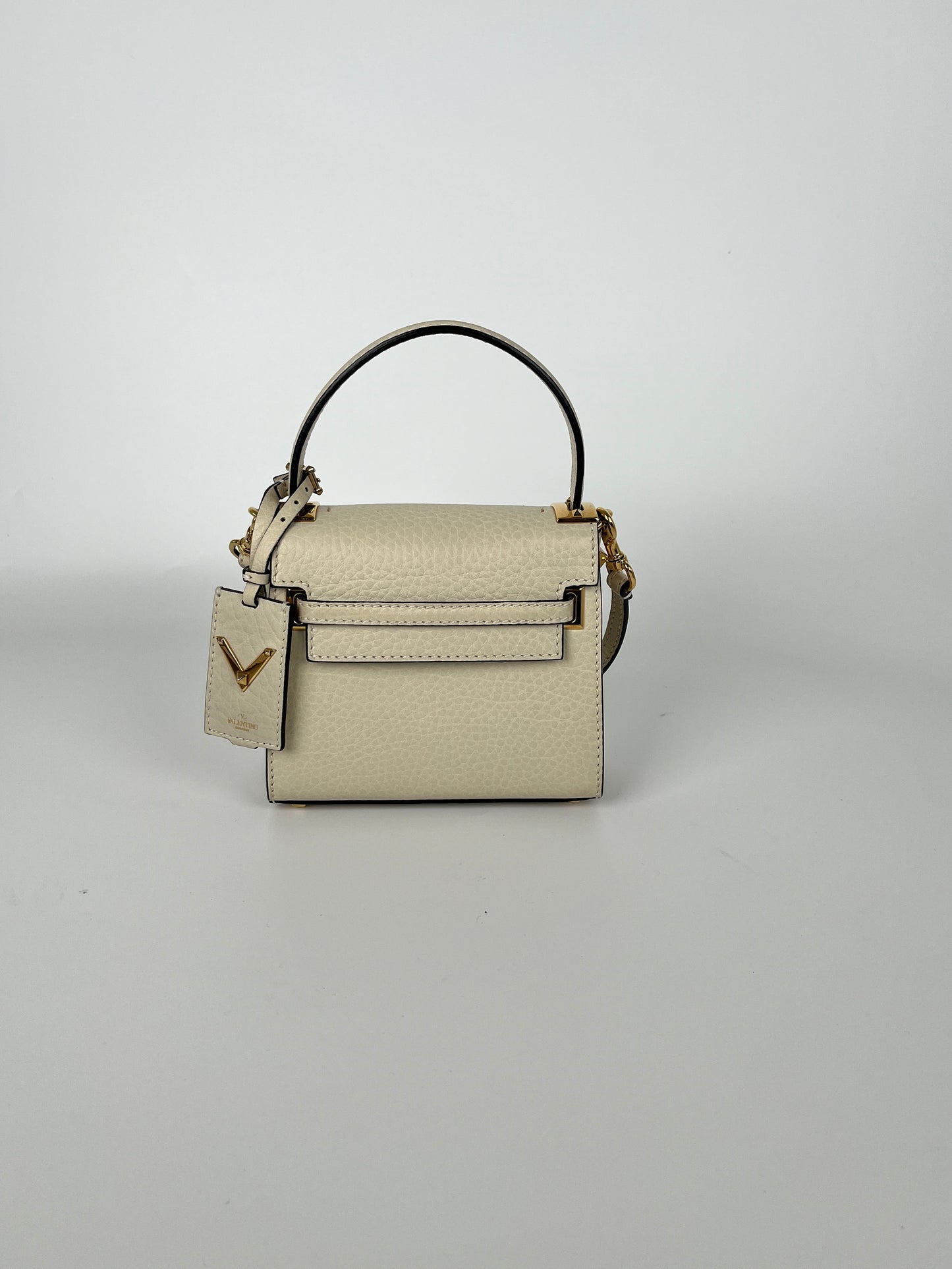 VALENTINO My Rockstud Mini Ivory Leather Crossbody Satchel Bag