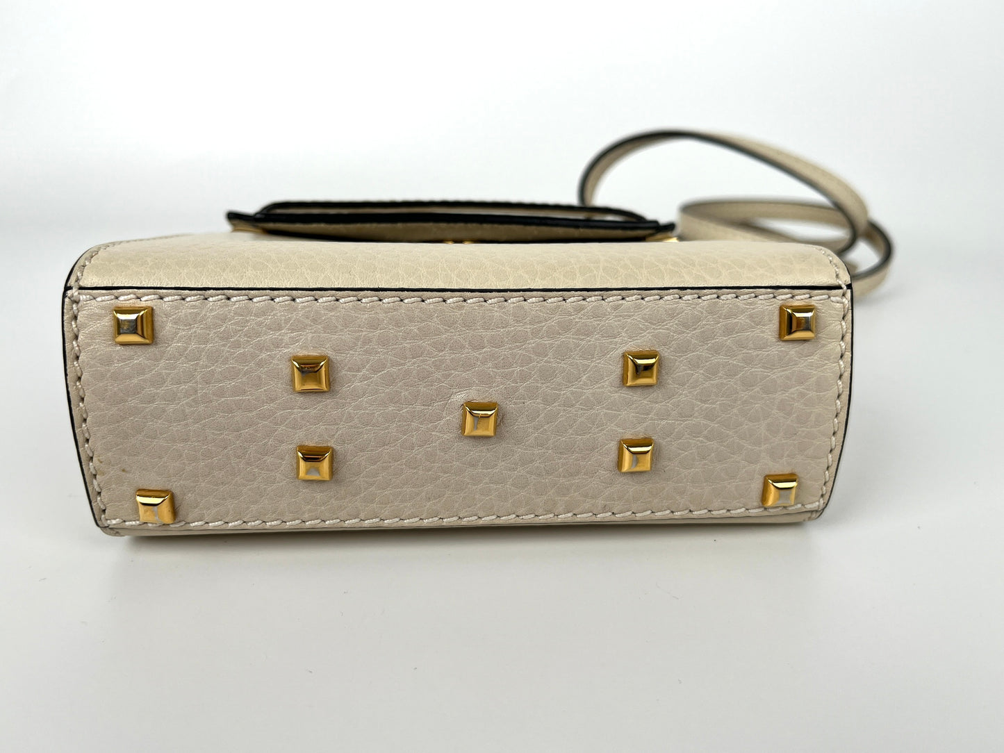 VALENTINO My Rockstud Mini Ivory Leather Crossbody Satchel Bag
