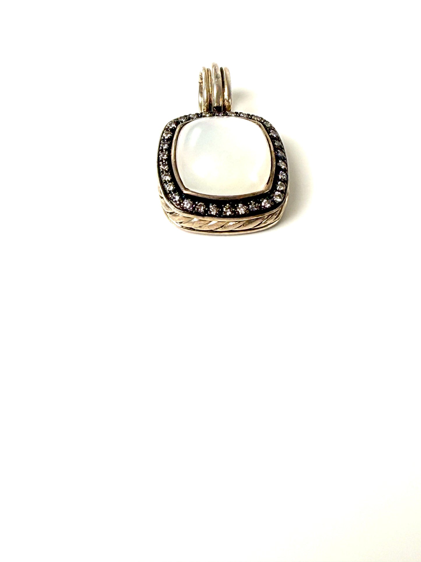 David Yurman Albion Moon Quartz Diamond Sterling Silver Enhancer Pendant