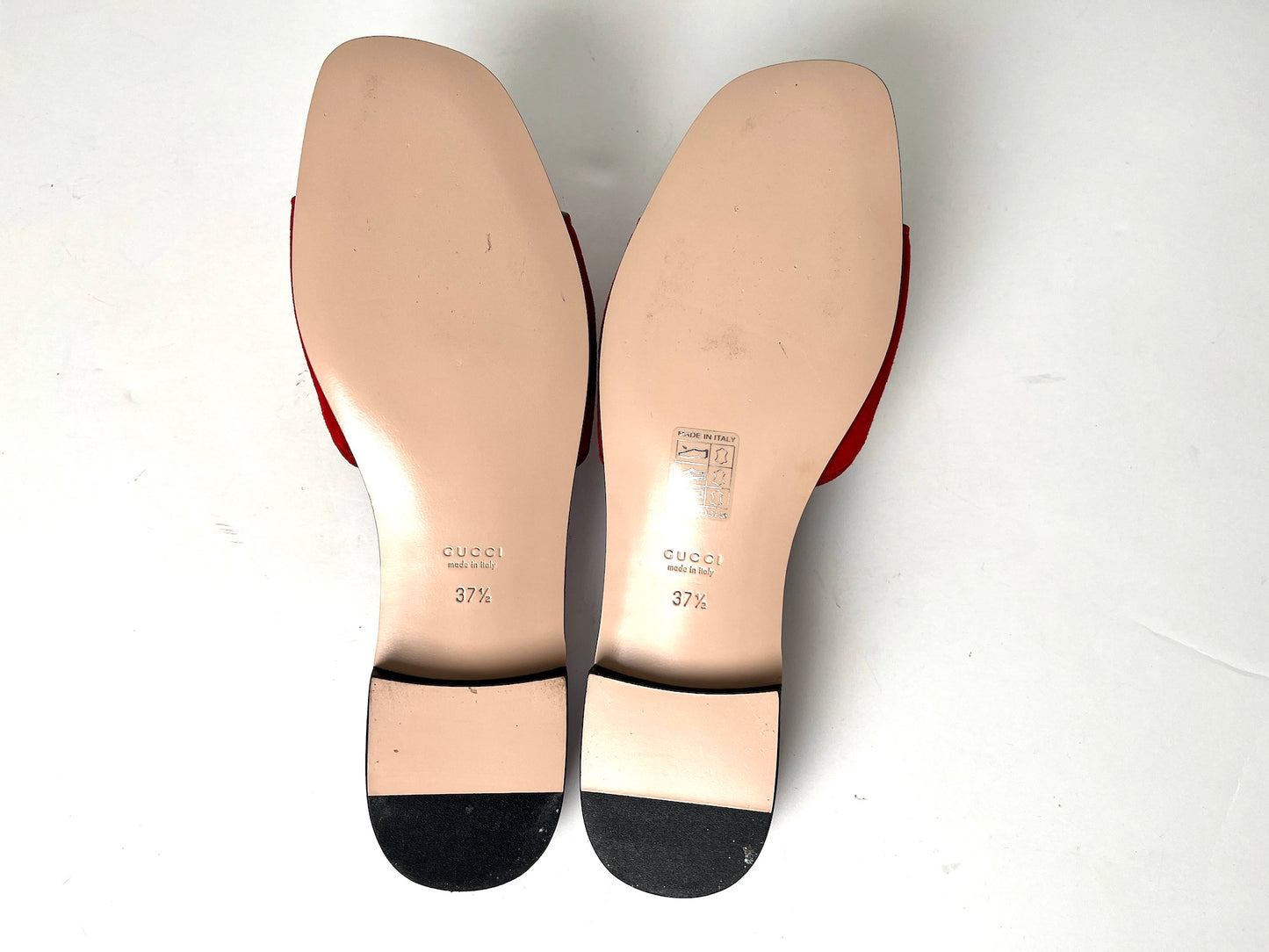 GUCCI Kid Scamosciato Interlocking G Cut Out Slide Sandals Red Purple 37.5 7.5