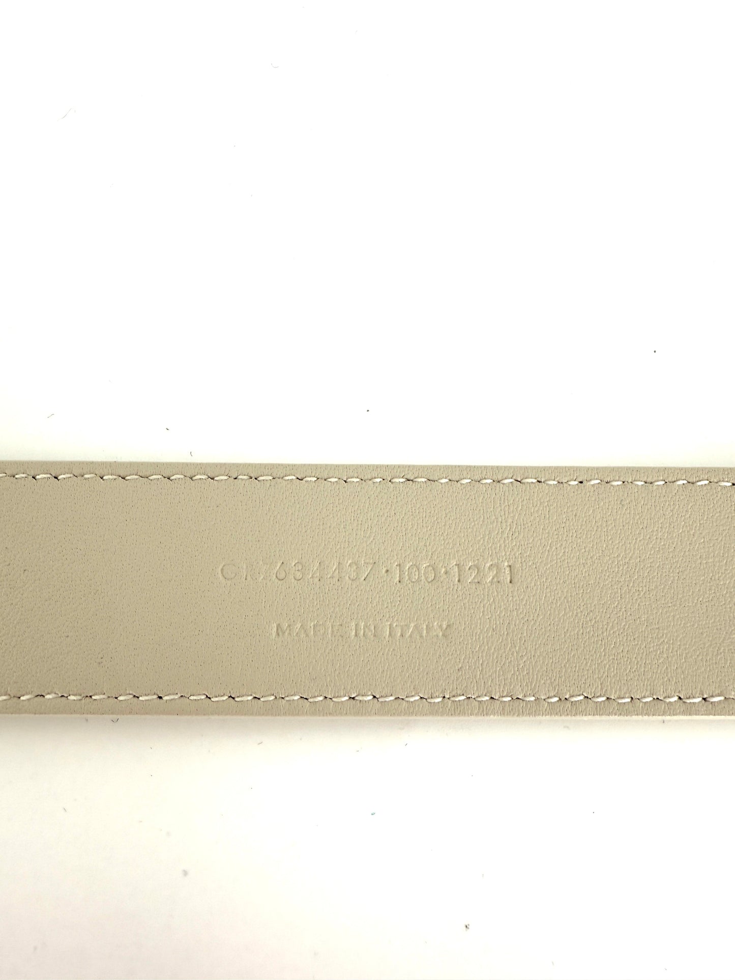 NWT Saint Laurent YSL Cassandre Cream Soft Square Buckle Leather Logo Belt 3cm 100