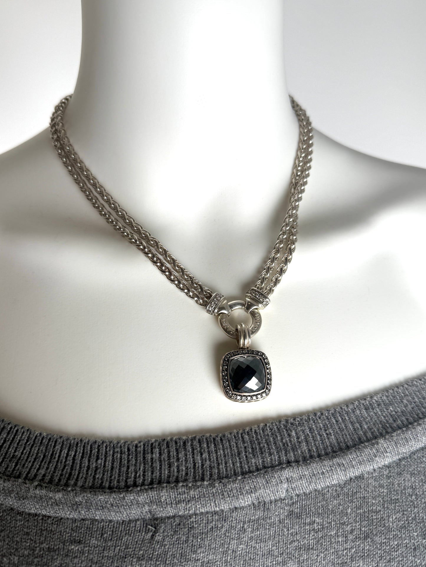 David Yurman Albion Hematite Diamond Sterling Silver Enhancer Pendant