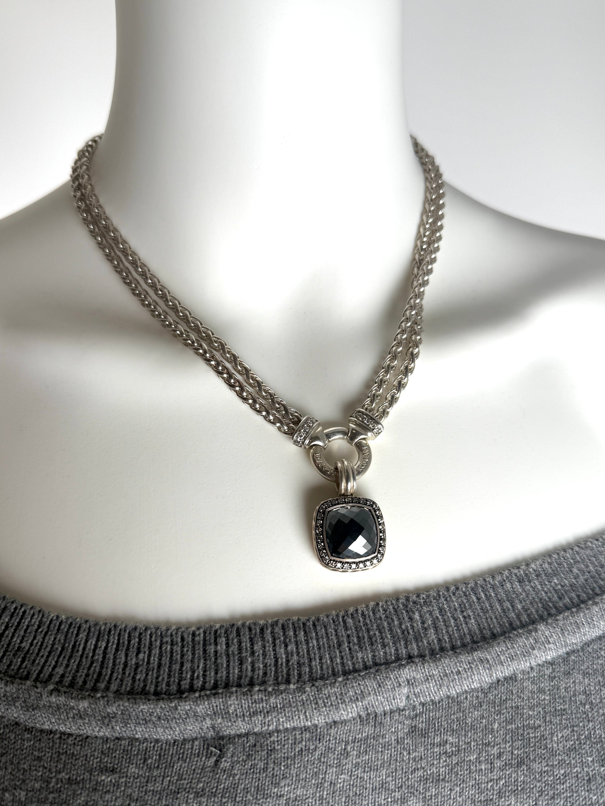 David Yurman Albion Hematite Diamond Sterling Silver Enhancer Pendant