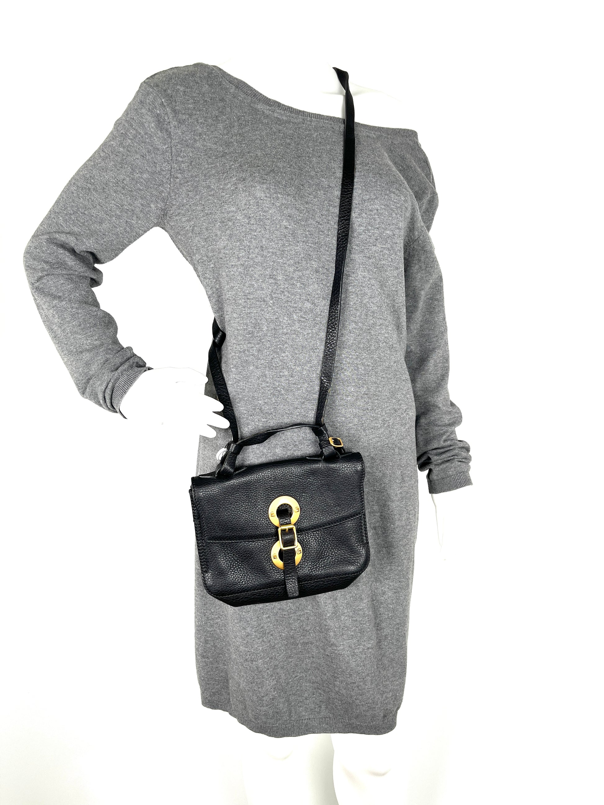 Vintage VALENTINO Eye on You Crossbody Black Leather Crossbody Bag