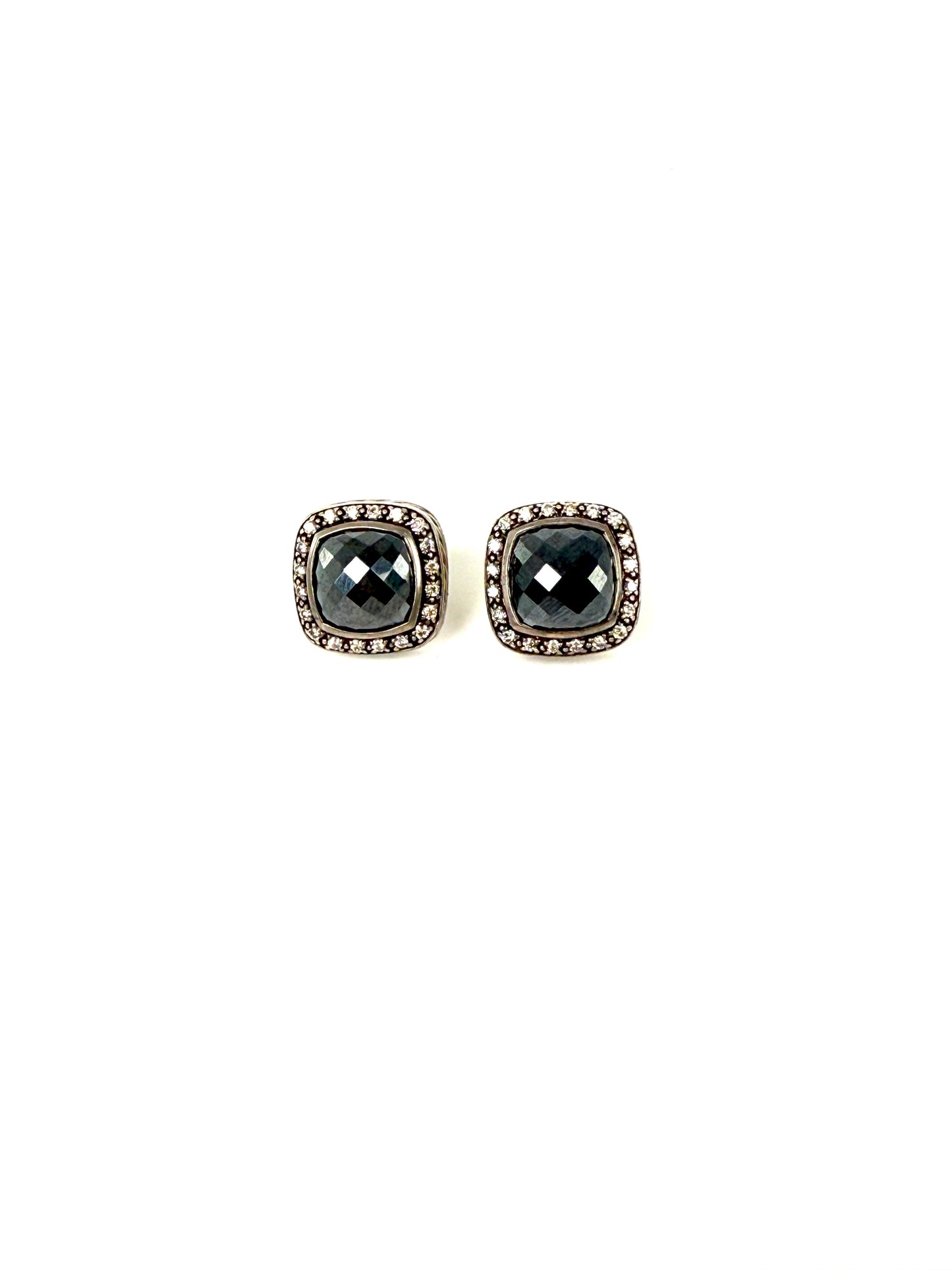 David Yurman Albion Hematite Diamond Sterling Silver Stud Earrings