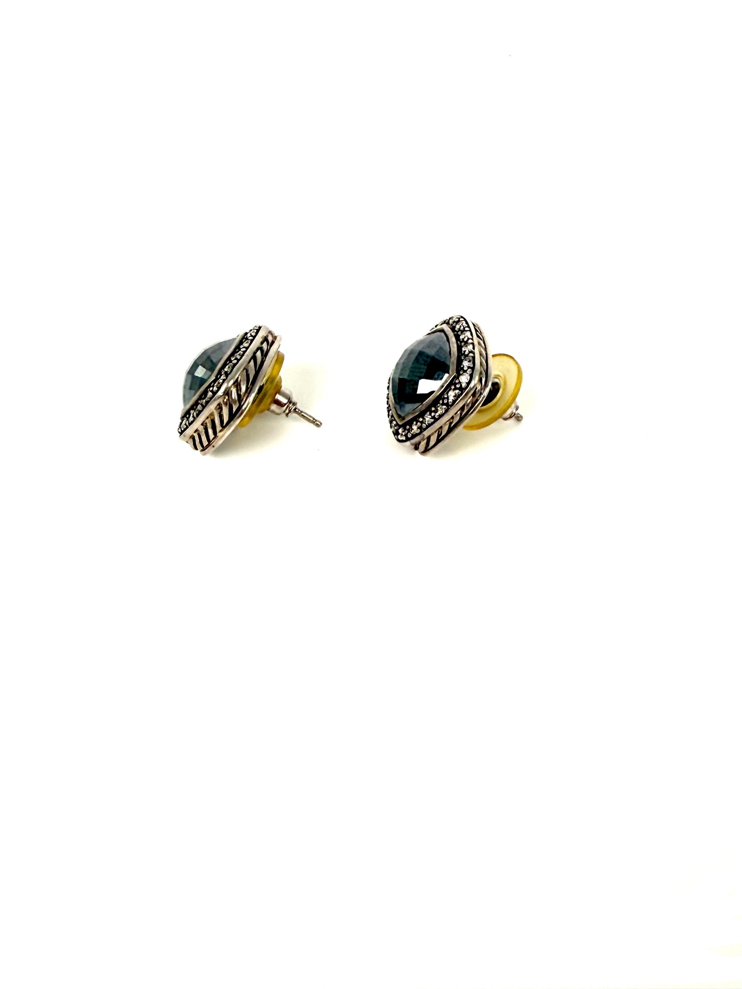 David Yurman Albion Hematite Diamond Sterling Silver Stud Earrings