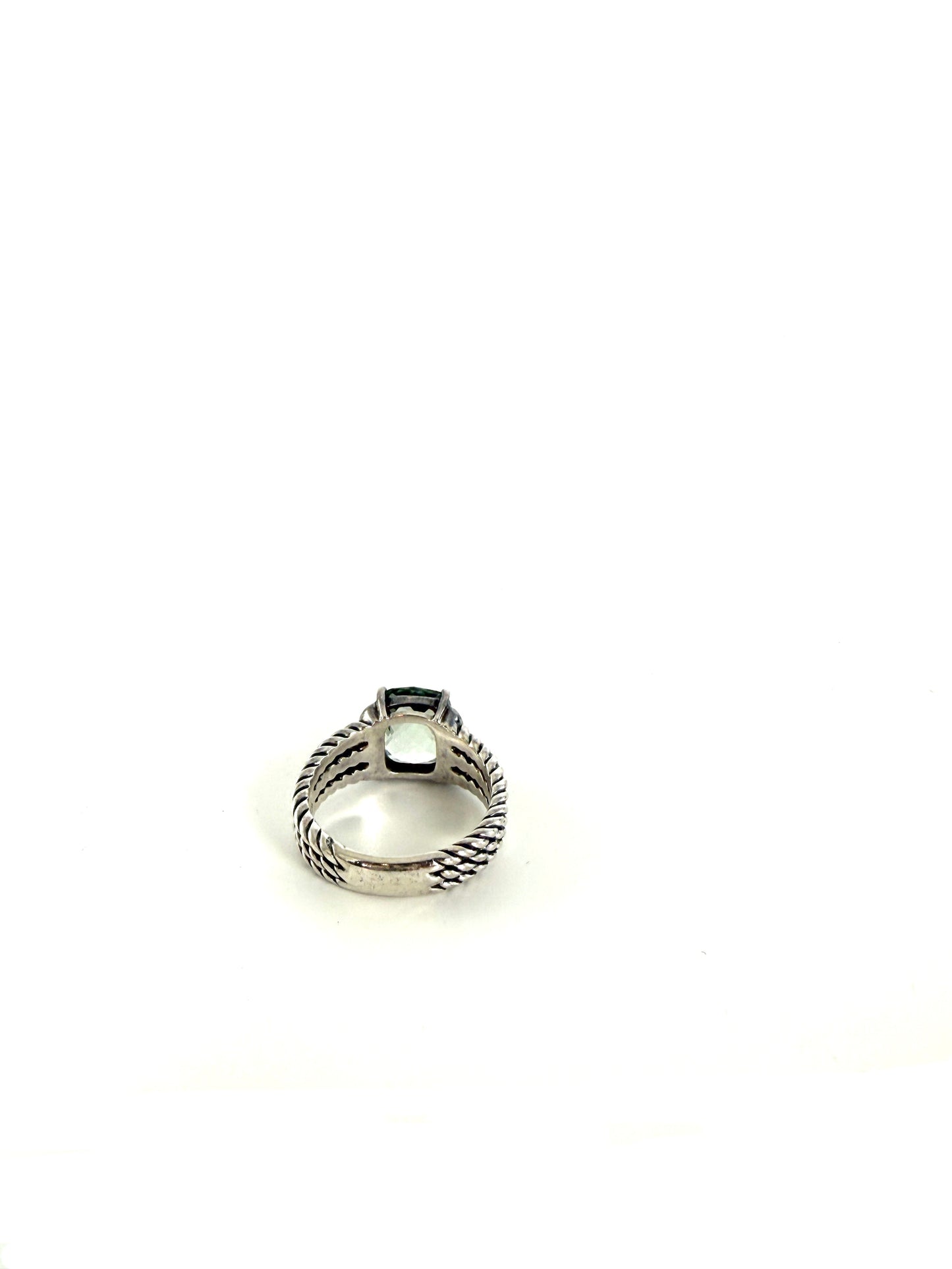 David Yurman Petit Wheaton Prasiolite 10mm Diamond Cable Sterling Silver Ring 7