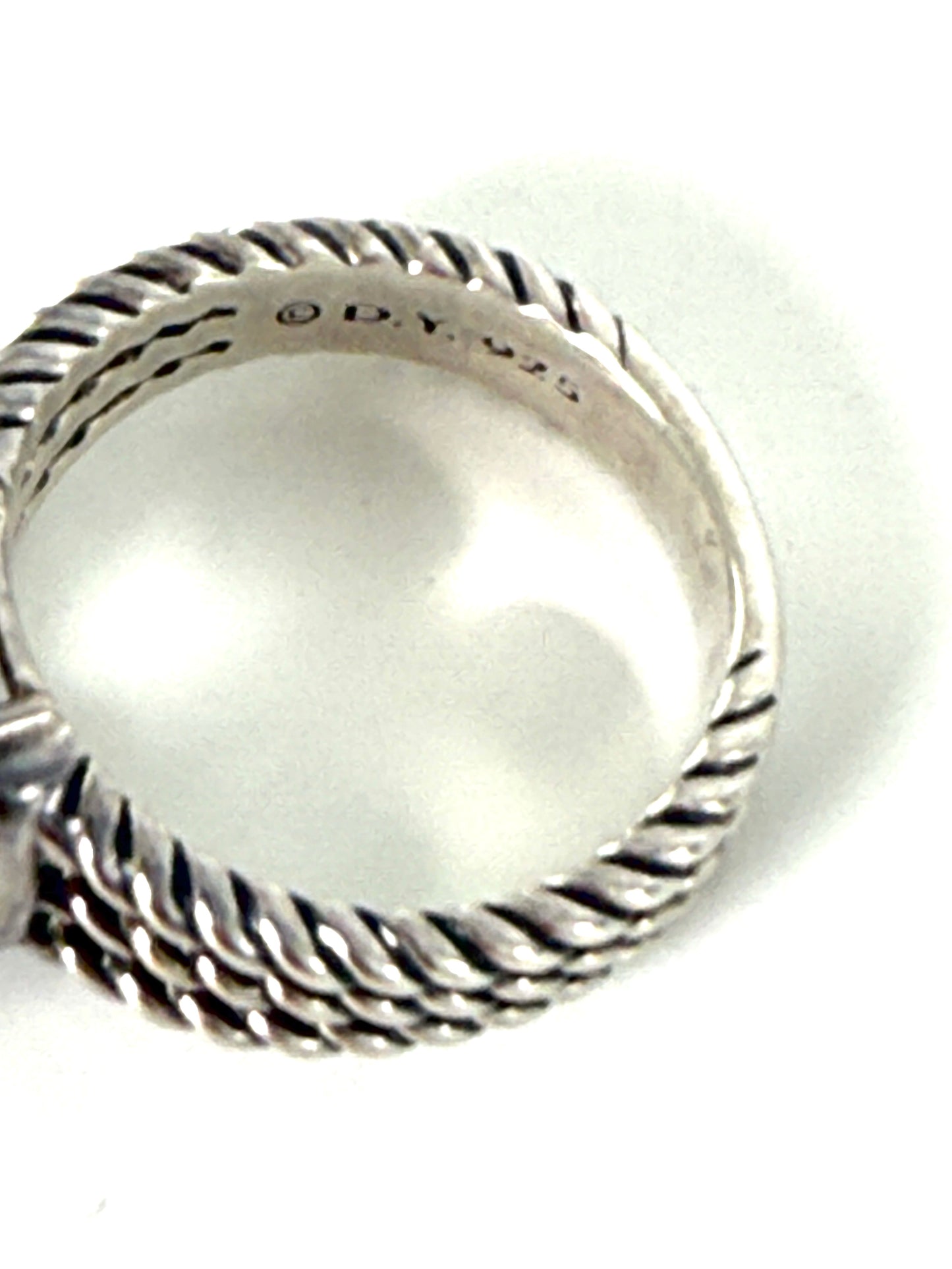 David Yurman Petit Wheaton Prasiolite 10mm Diamond Cable Sterling Silver Ring 7