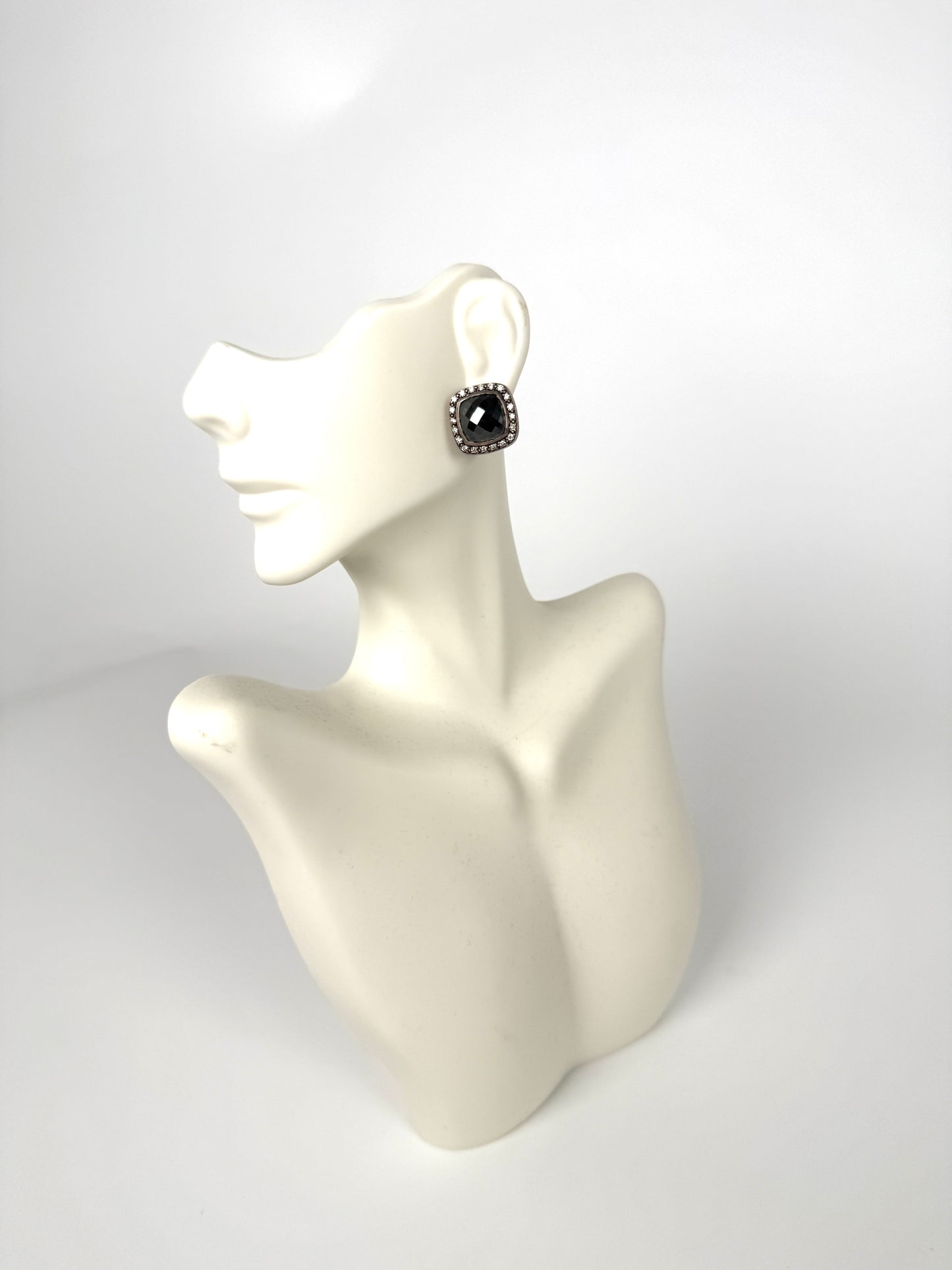 David Yurman Albion Hematite Diamond Sterling Silver Stud Earrings