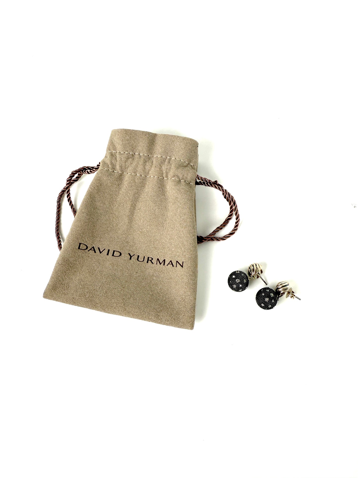 David Yurman Midnight Melange Starlight Ball Drop Diamond Sterling Silver Drop Earrings