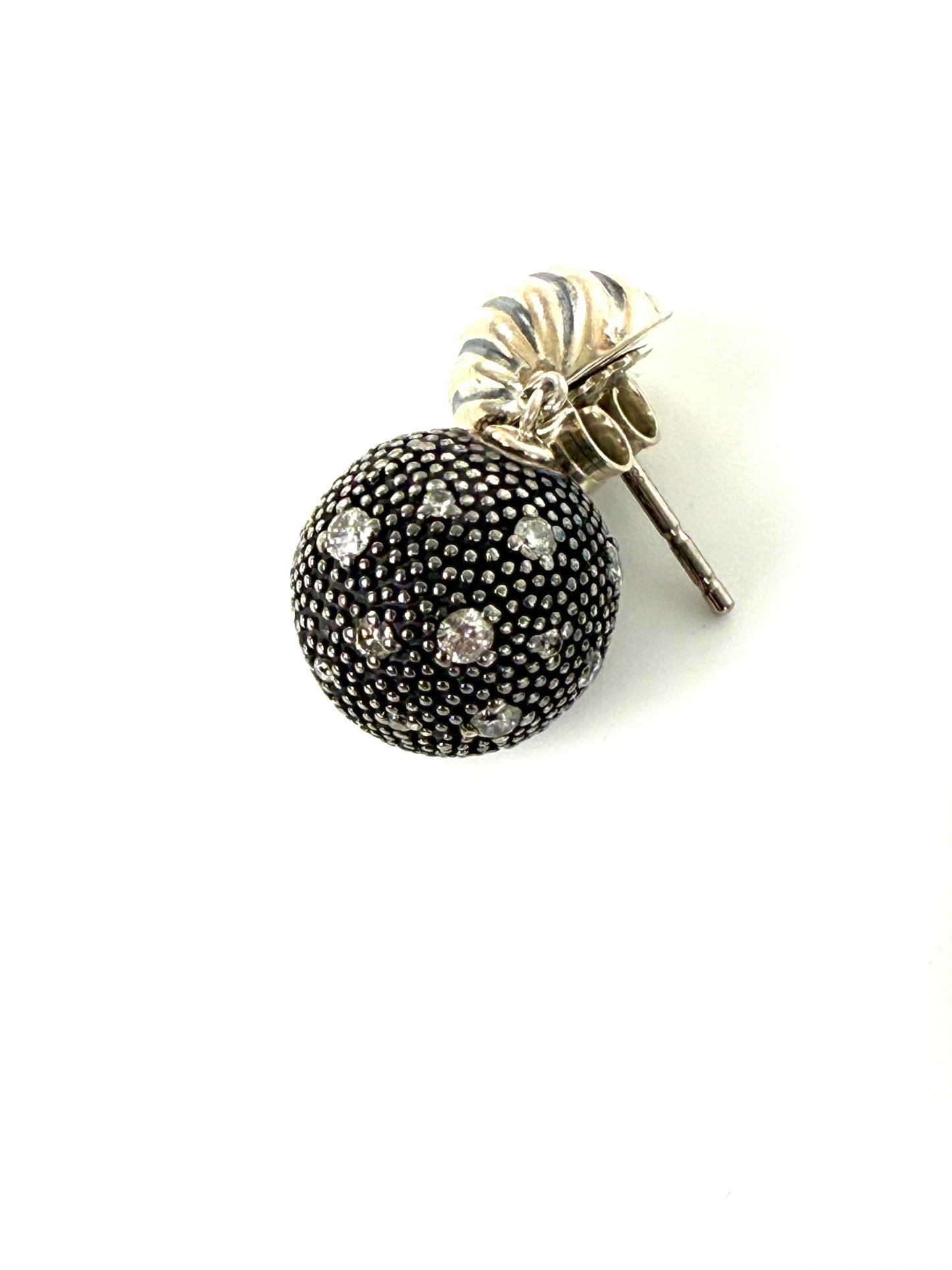 David Yurman Midnight Melange Starlight Ball Drop Diamond Sterling Silver Drop Earrings