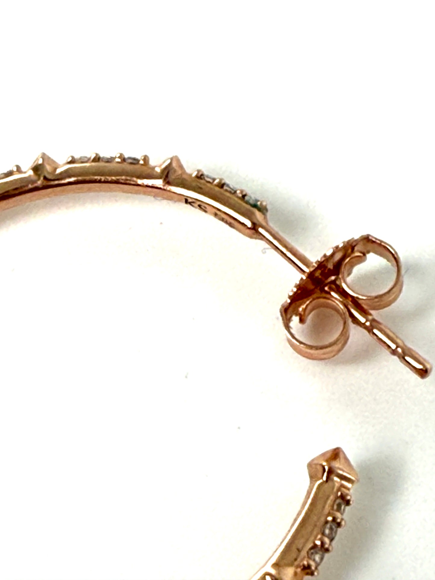 Kendra Scott Cybil 14k Rose Gold White Diamond Hoop Earrings