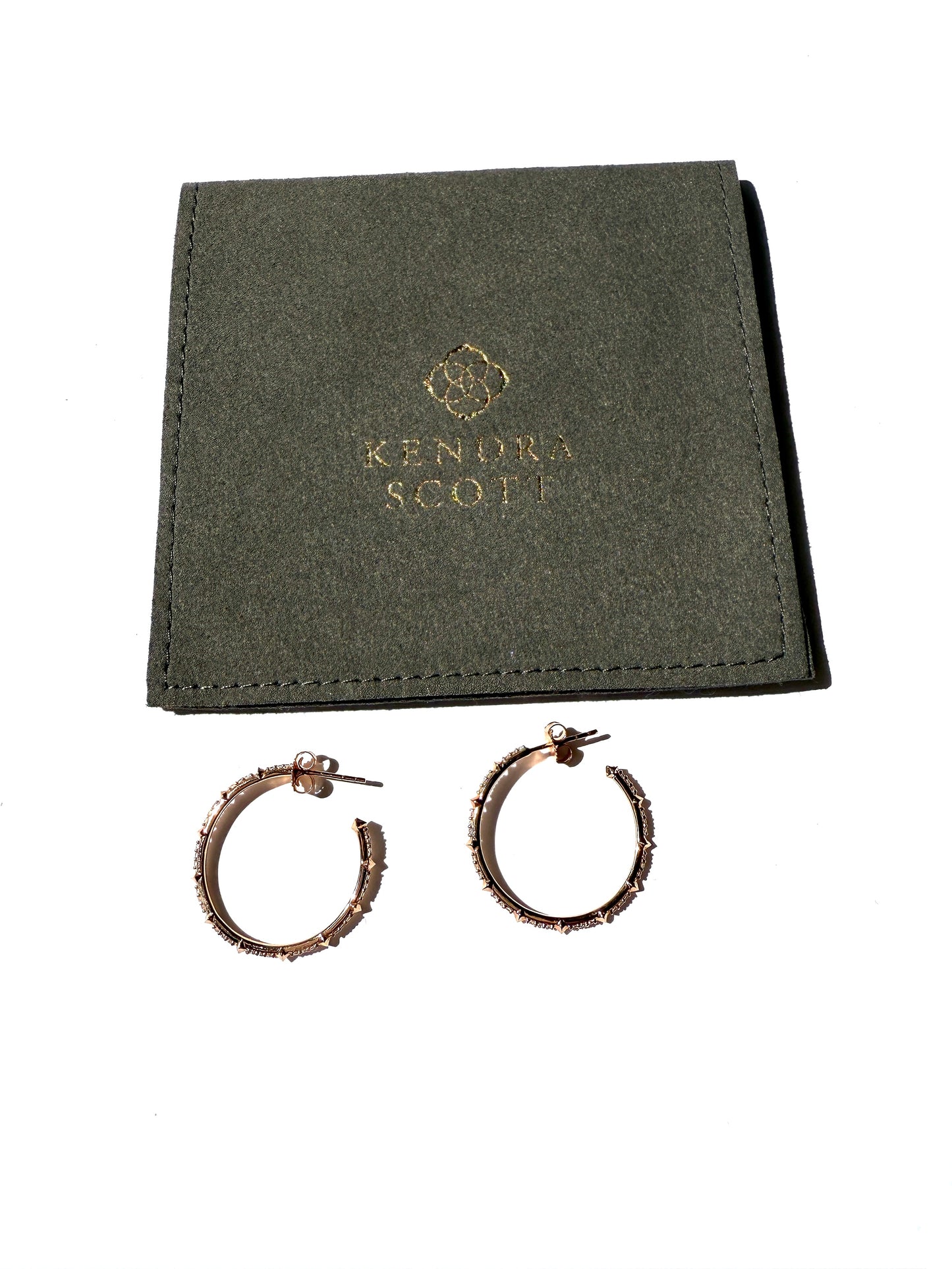 Kendra Scott Cybil 14k Rose Gold White Diamond Hoop Earrings