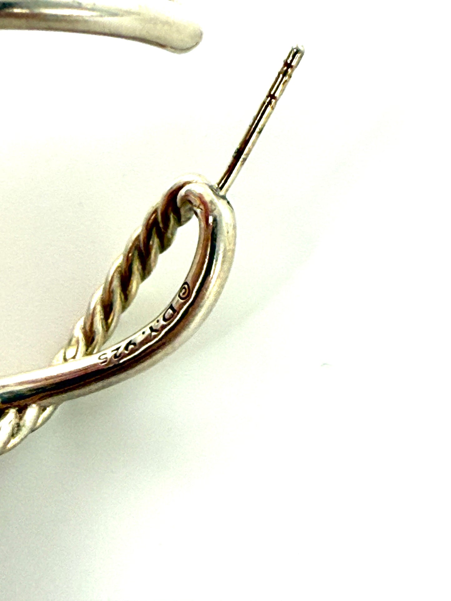 David Yurman Hoop Crossover Diamond Sterling Silver Earrings