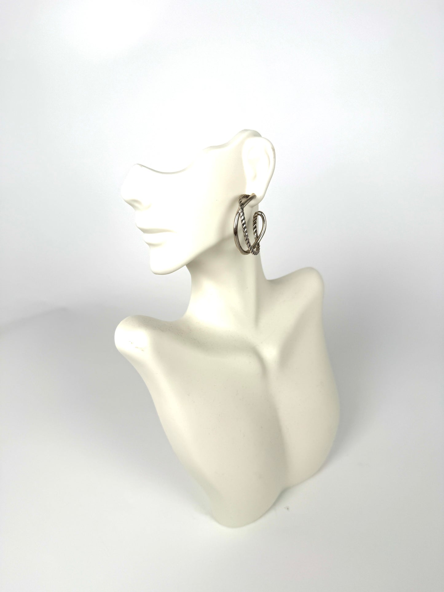 David Yurman Hoop Crossover Diamond Sterling Silver Earrings