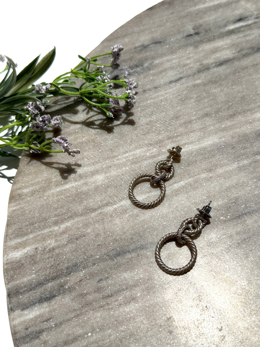 David Yurman Mercer Circular Mobile Cable Diamond Drop Silver Earrings