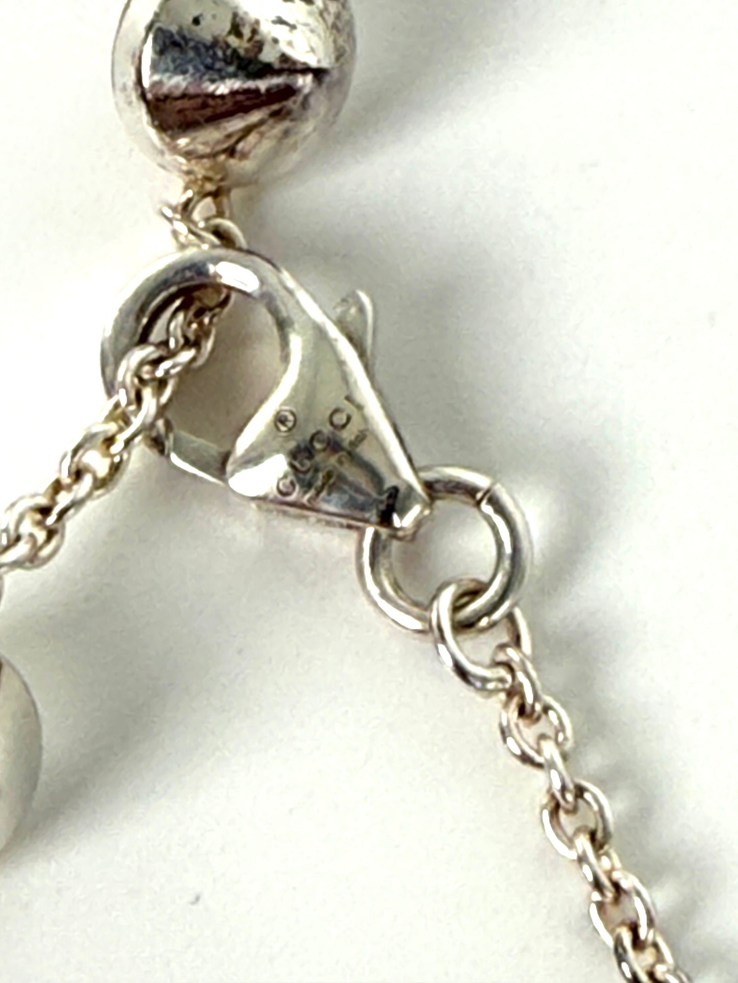 GUCCI Silver Marmont Mother of Pearl GG Logo Pendant Necklace
