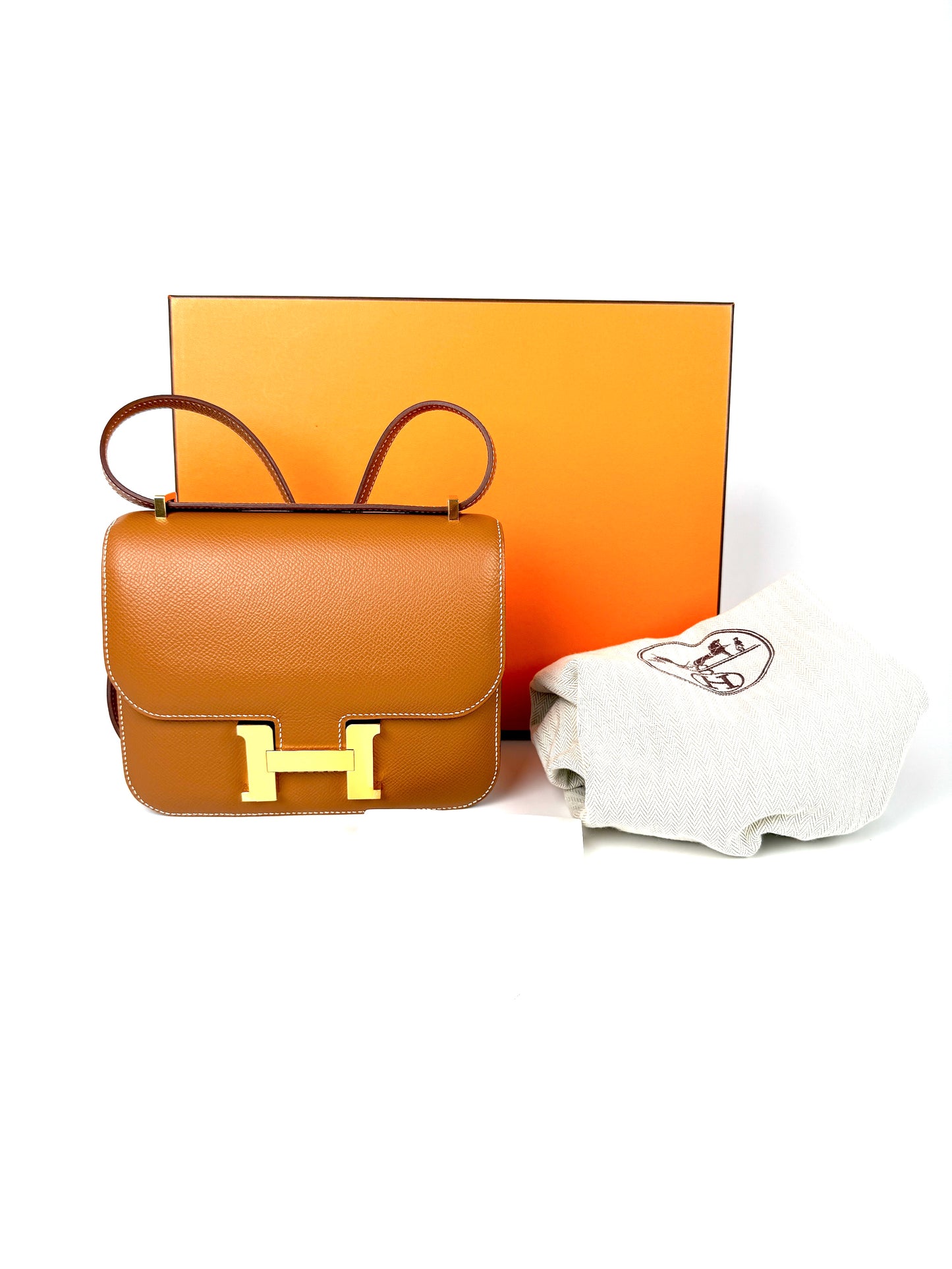 HERMES Constance 18 Epsom Gold on Gold Leather Crossbody Bag