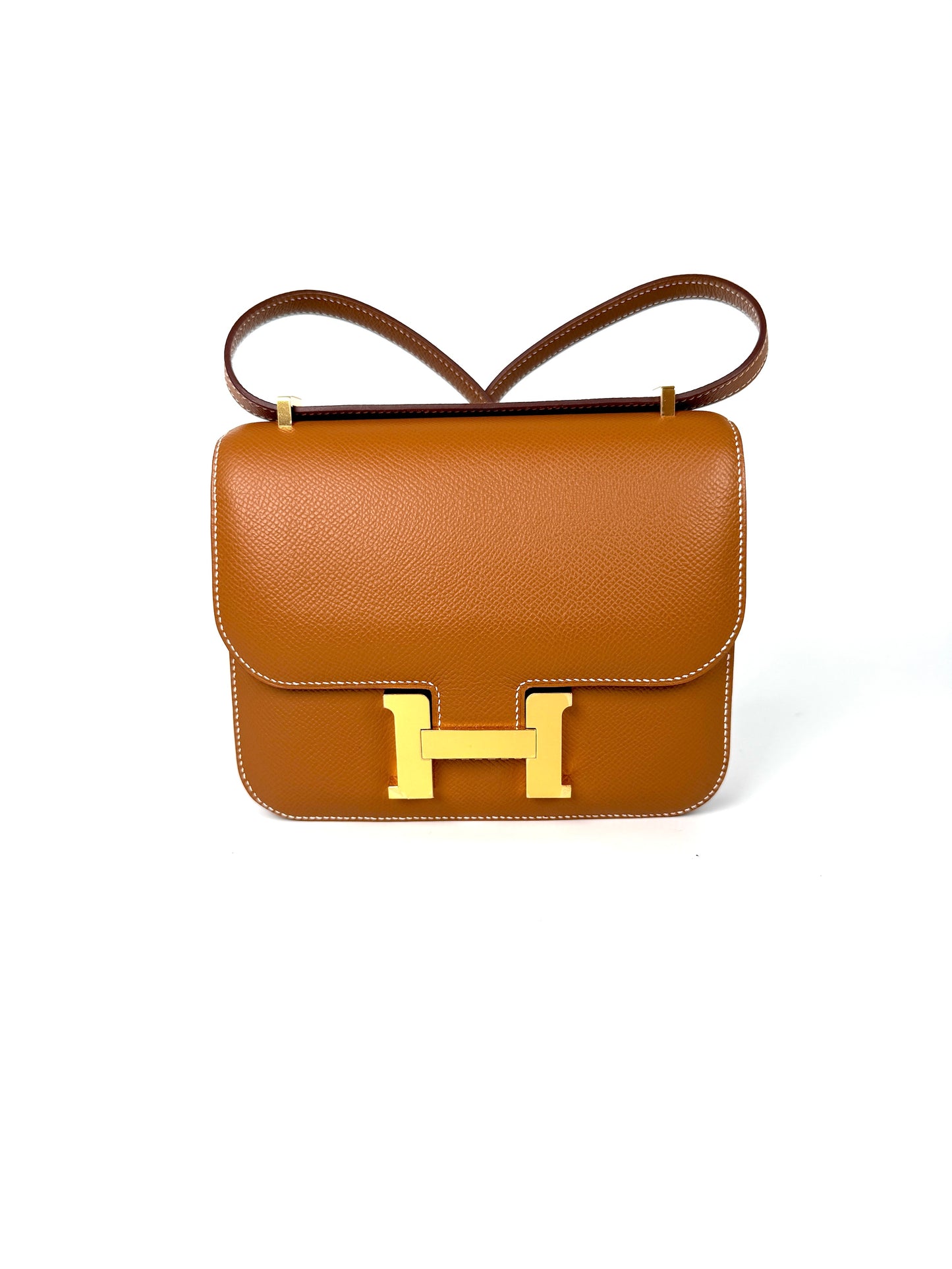 HERMES Constance 18 Epsom Gold on Gold Leather Crossbody Bag