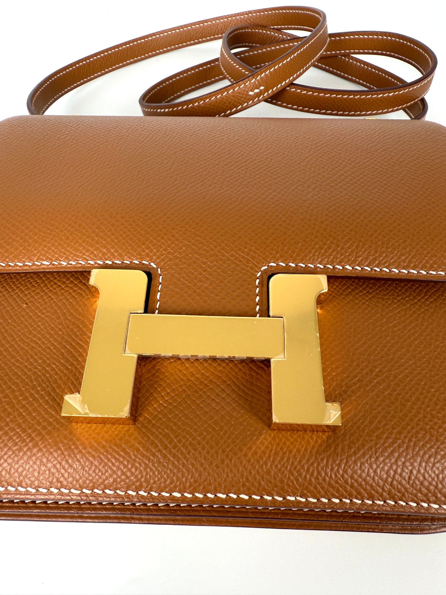 HERMES Constance 18 Epsom Gold on Gold Leather Crossbody Bag