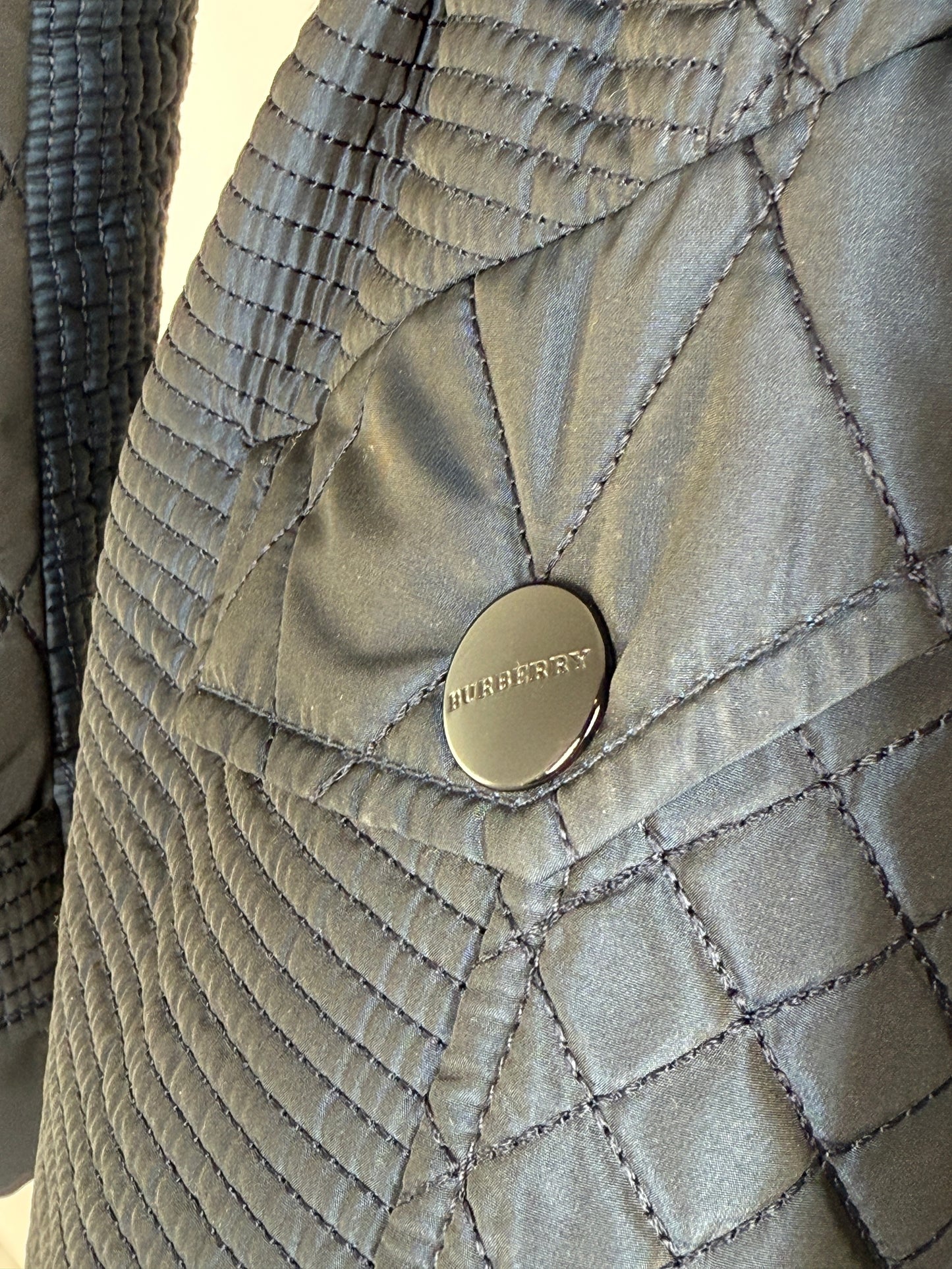 Burberry London Navy Blue Collared Quilted Jacket 42 8