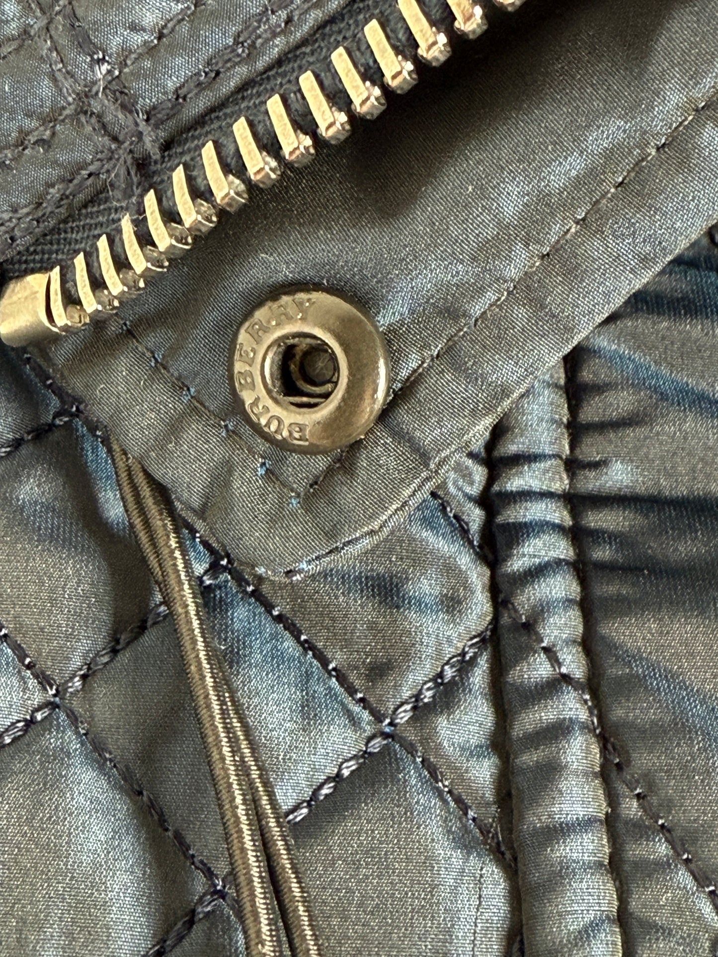 Burberry London Navy Blue Collared Quilted Jacket 42 8