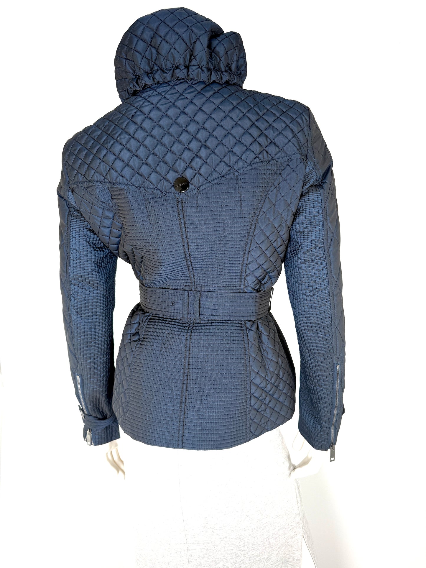 Burberry London Navy Blue Collared Quilted Jacket 42 8