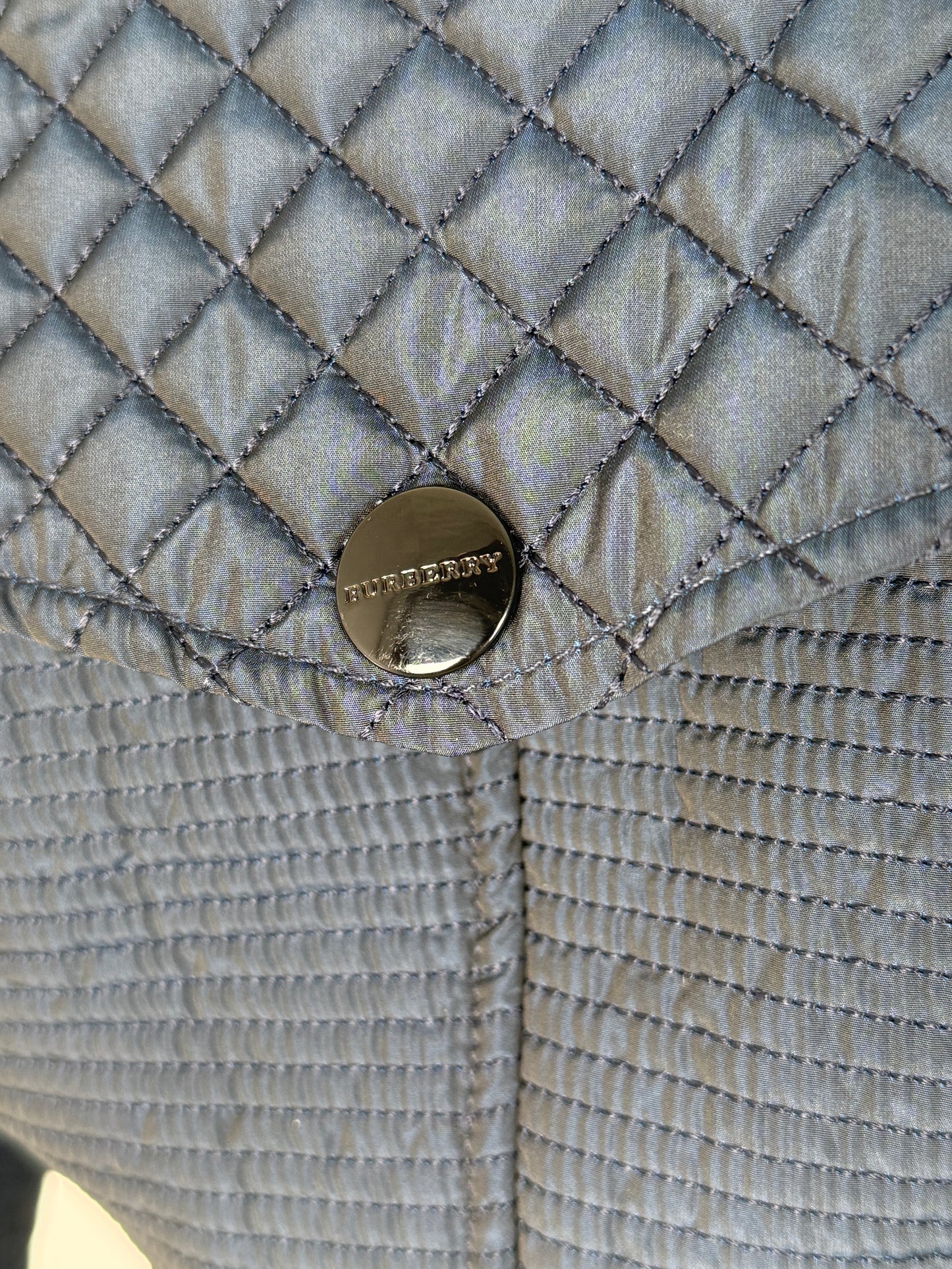 Burberry London Navy Blue Collared Quilted Jacket 42 8