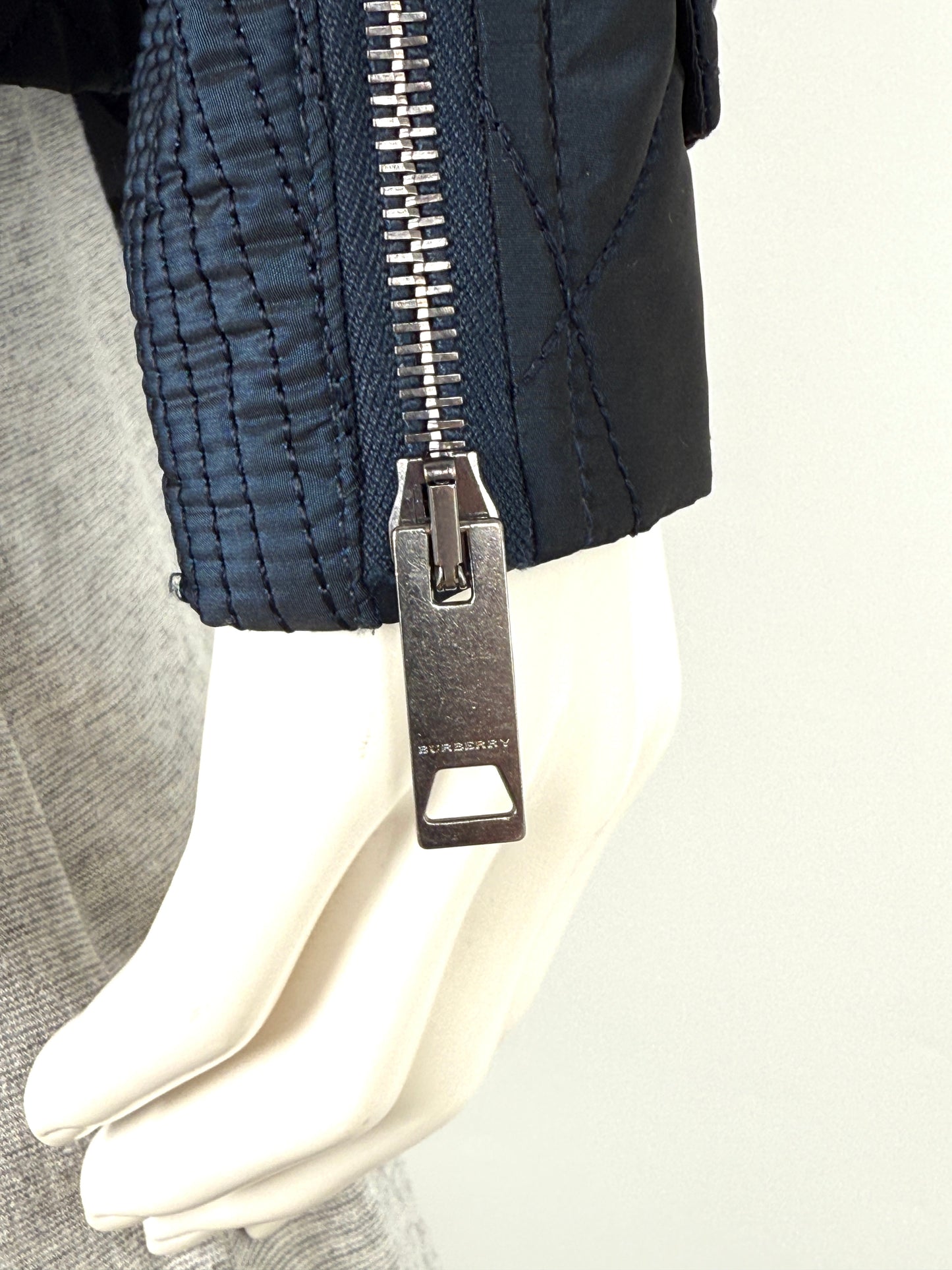 Burberry London Navy Blue Collared Quilted Jacket 42 8