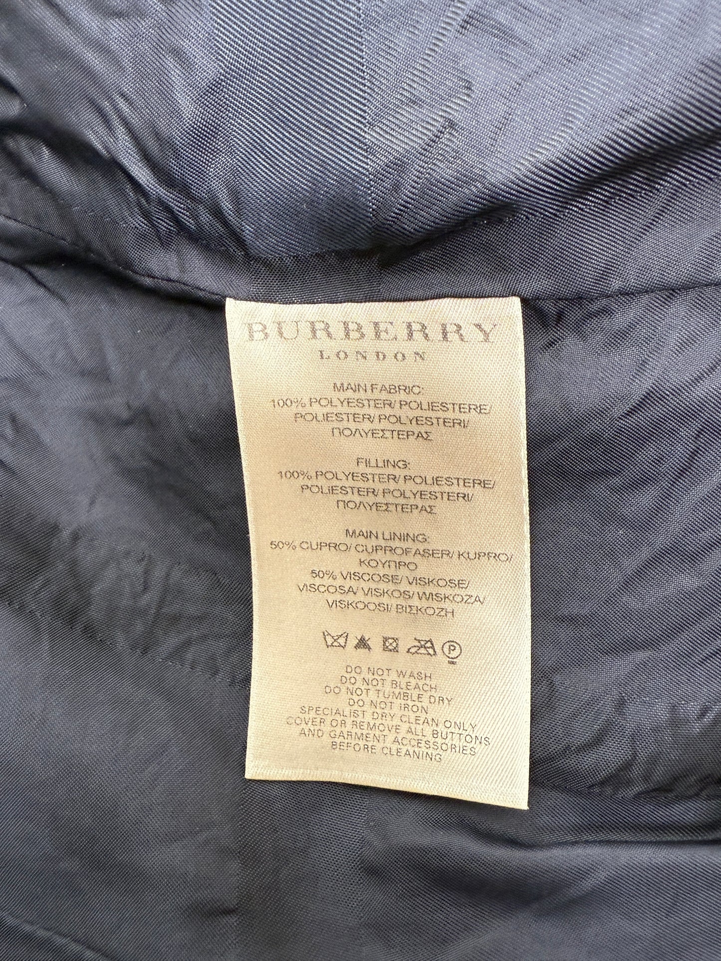 Burberry London Navy Blue Collared Quilted Jacket 42 8