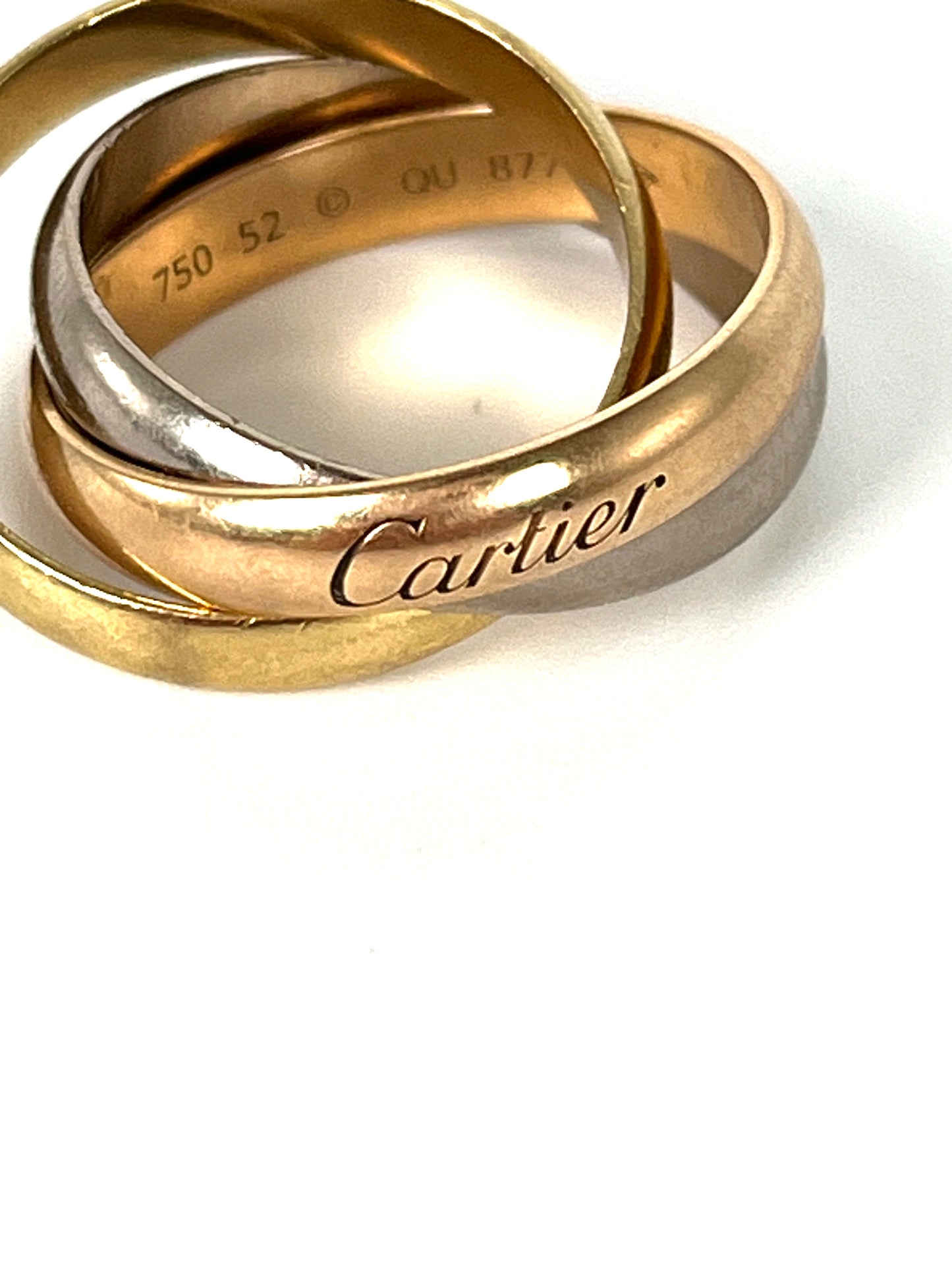 CARTIER Classic Trinity 18k Yellow Rose White Gold Ring 52 6.25