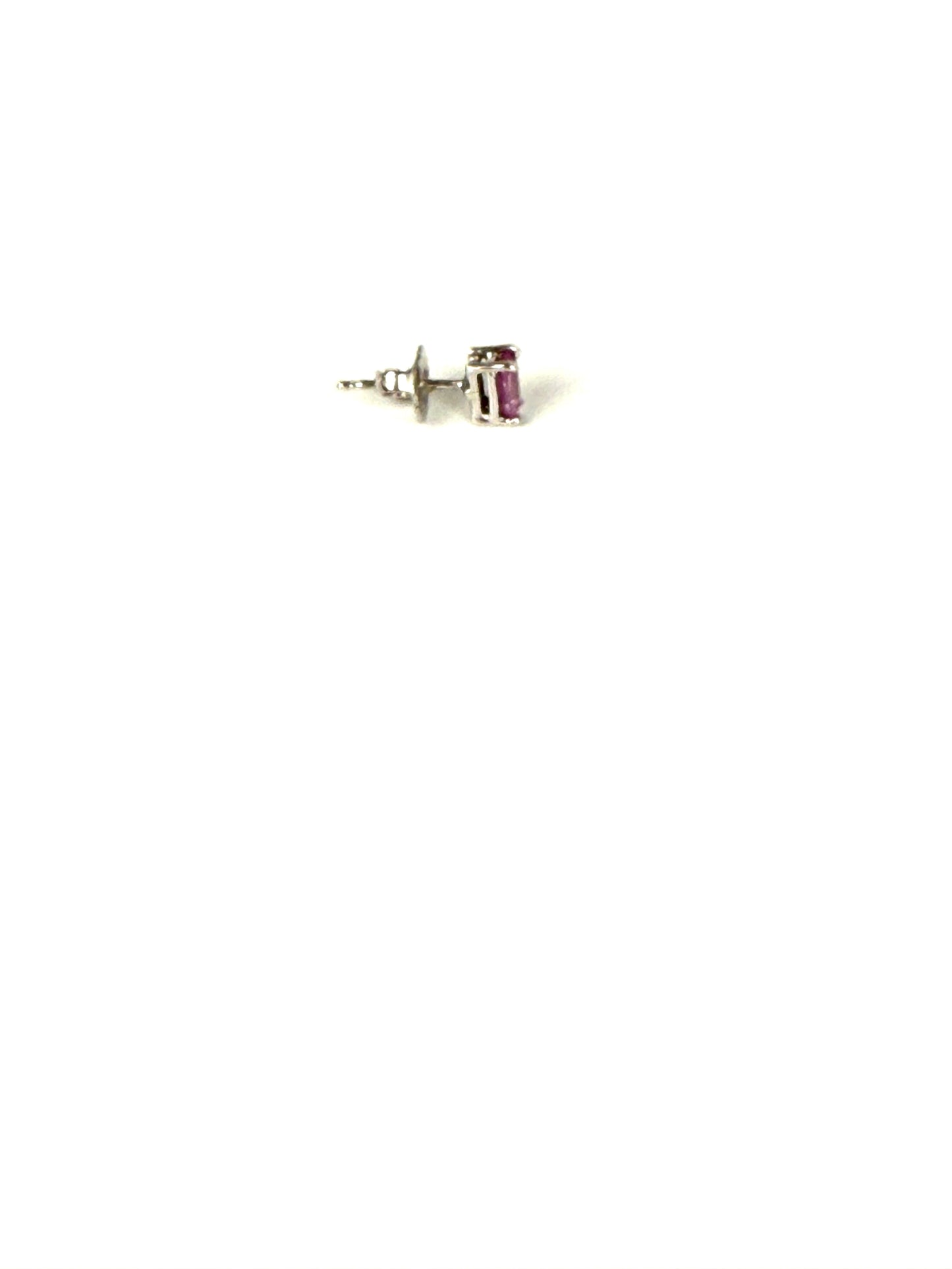 Mimi So White Gold Emerald Cut Pink Sapphire Single Stud Earring