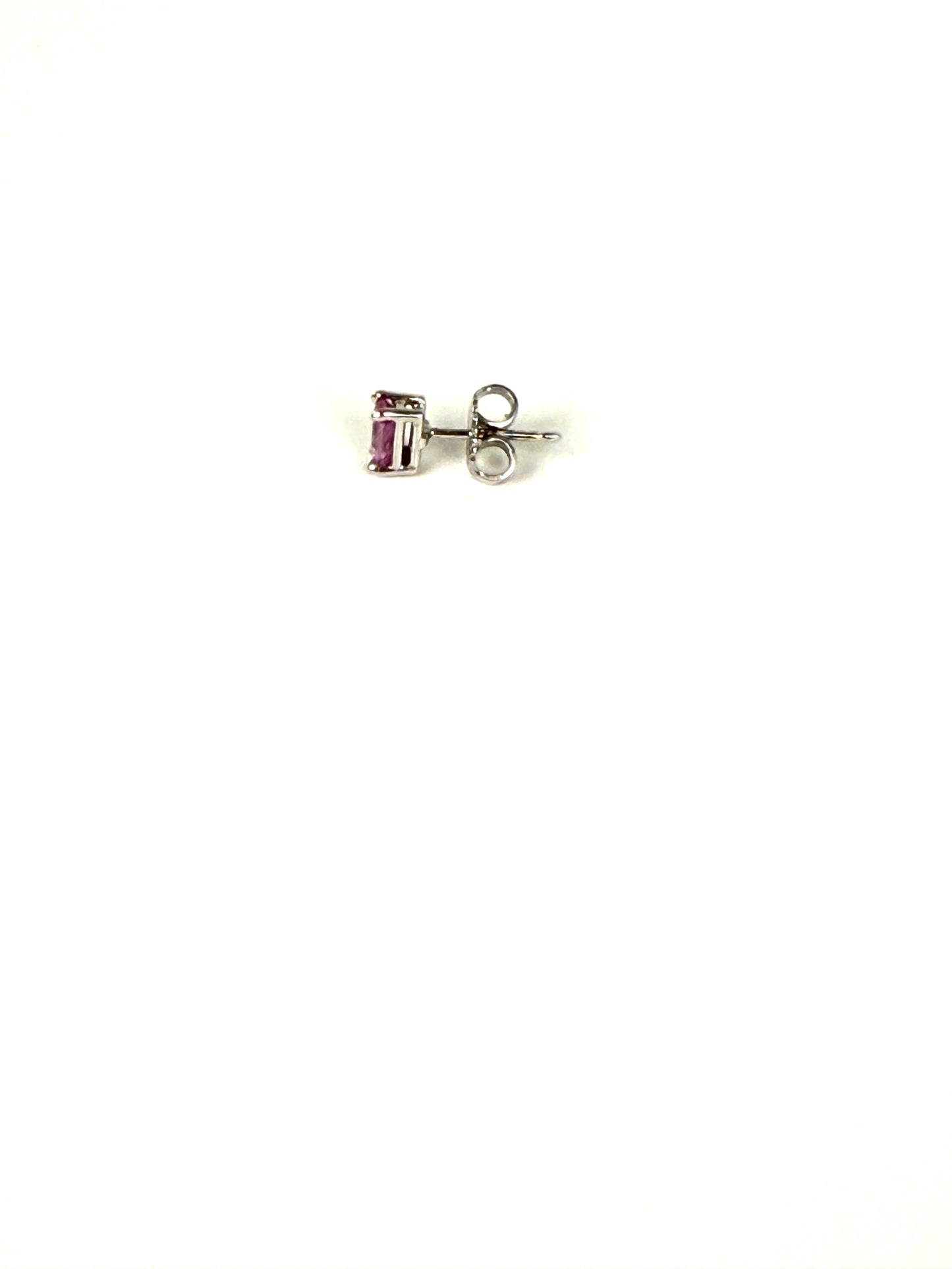 Mimi So White Gold Emerald Cut Pink Sapphire Single Stud Earring