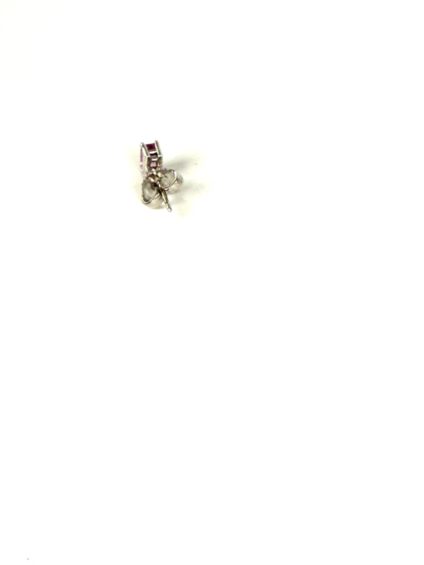 Mimi So White Gold Emerald Cut Pink Sapphire Single Stud Earring