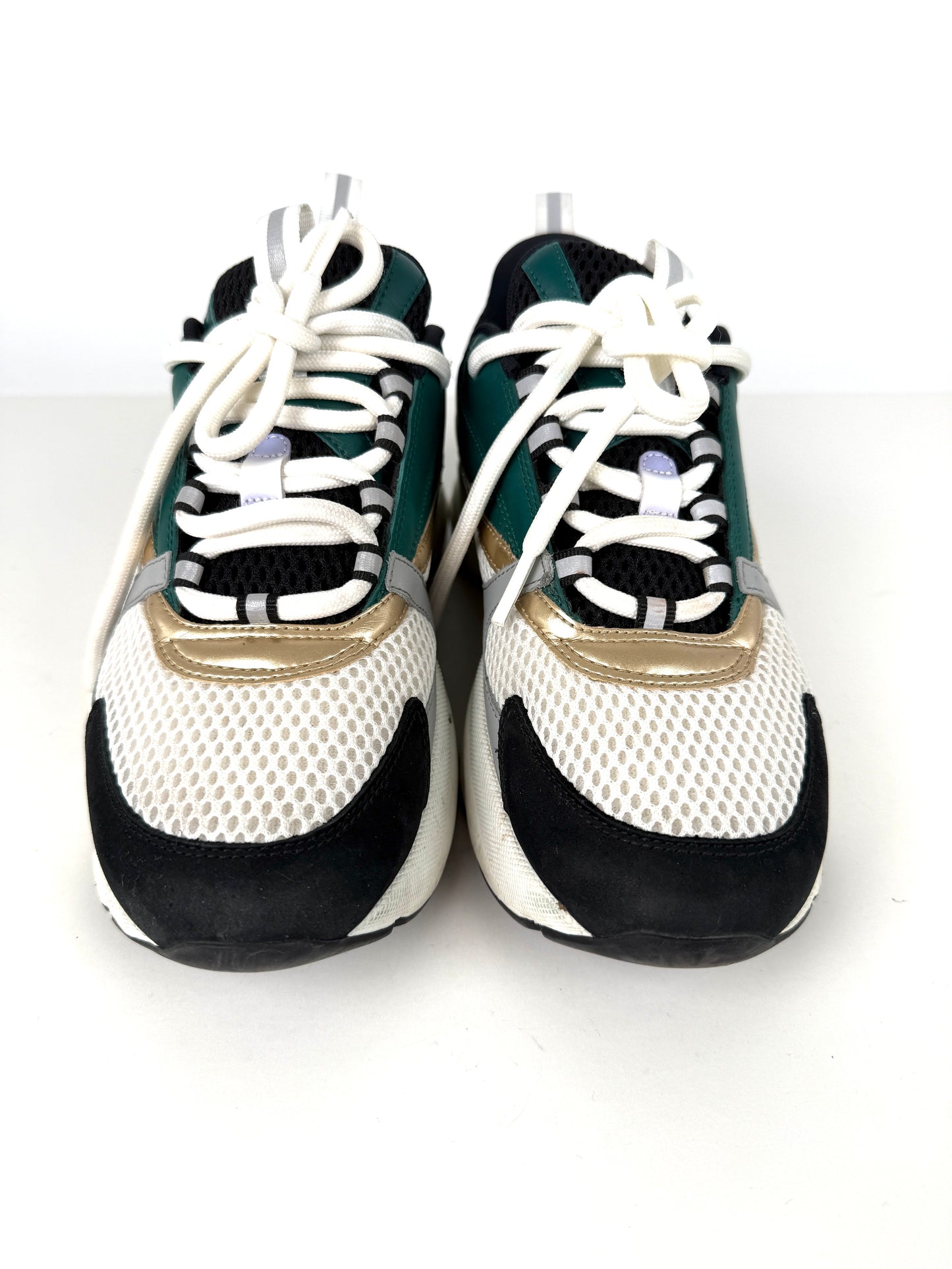 Christian Dior Technical Mesh Calfskin B22 White Black Green Platform Sneakers 40, 8