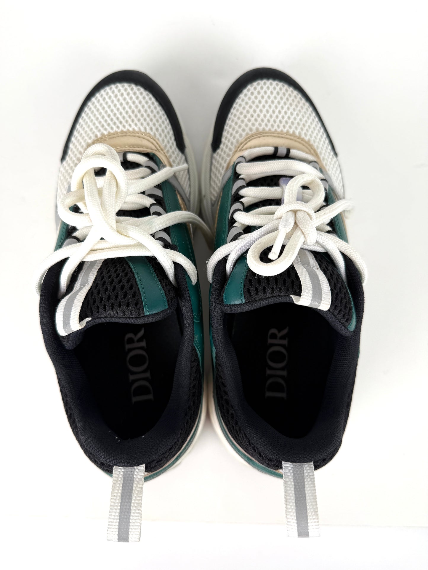 Christian Dior Technical Mesh Calfskin B22 White Black Green Platform Sneakers 40, 8