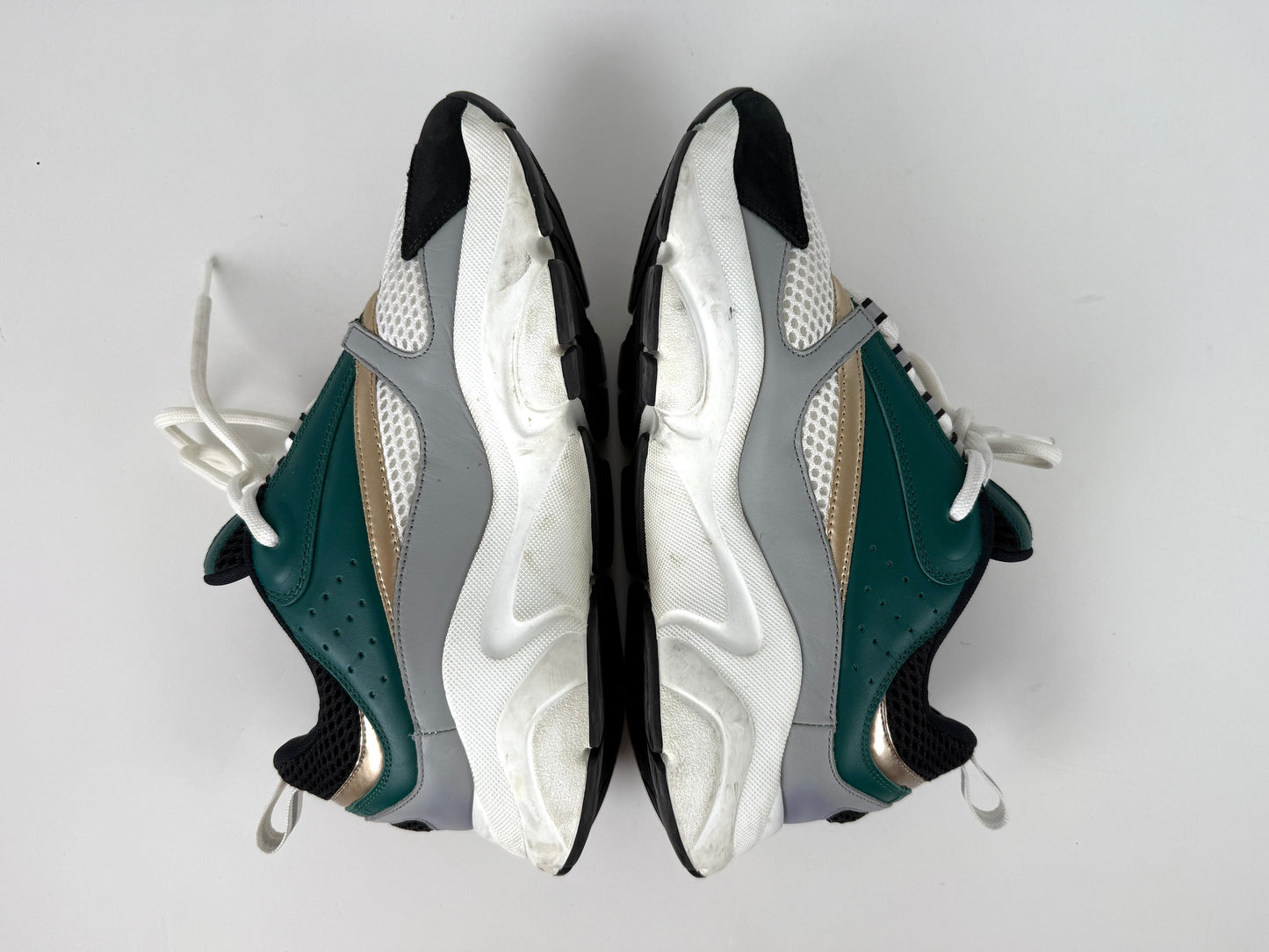 Christian Dior Technical Mesh Calfskin B22 White Black Green Platform Sneakers 40, 8