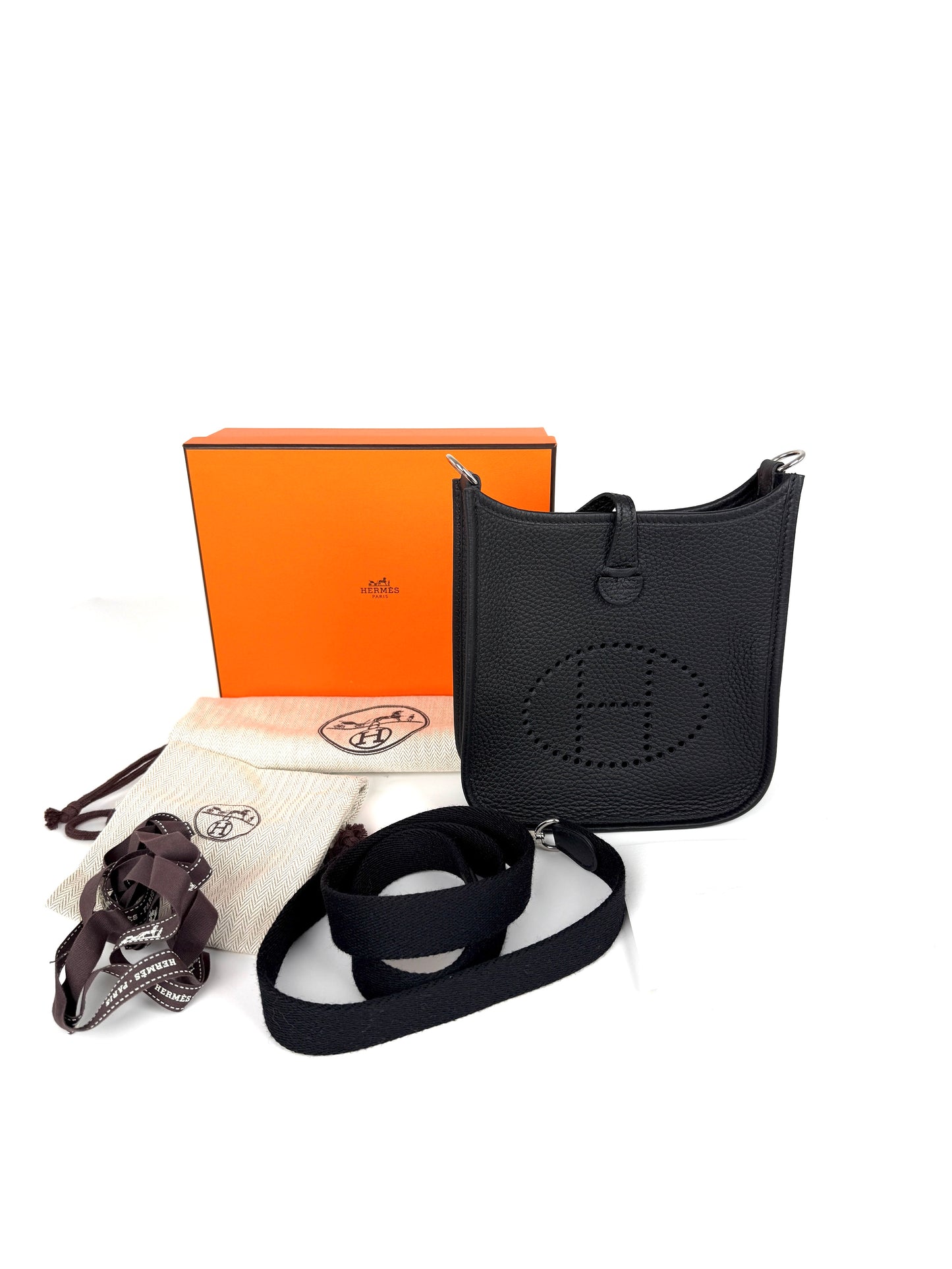 HERMES Mini Evelyne TPM 16 Black Leather Crossbody Bag