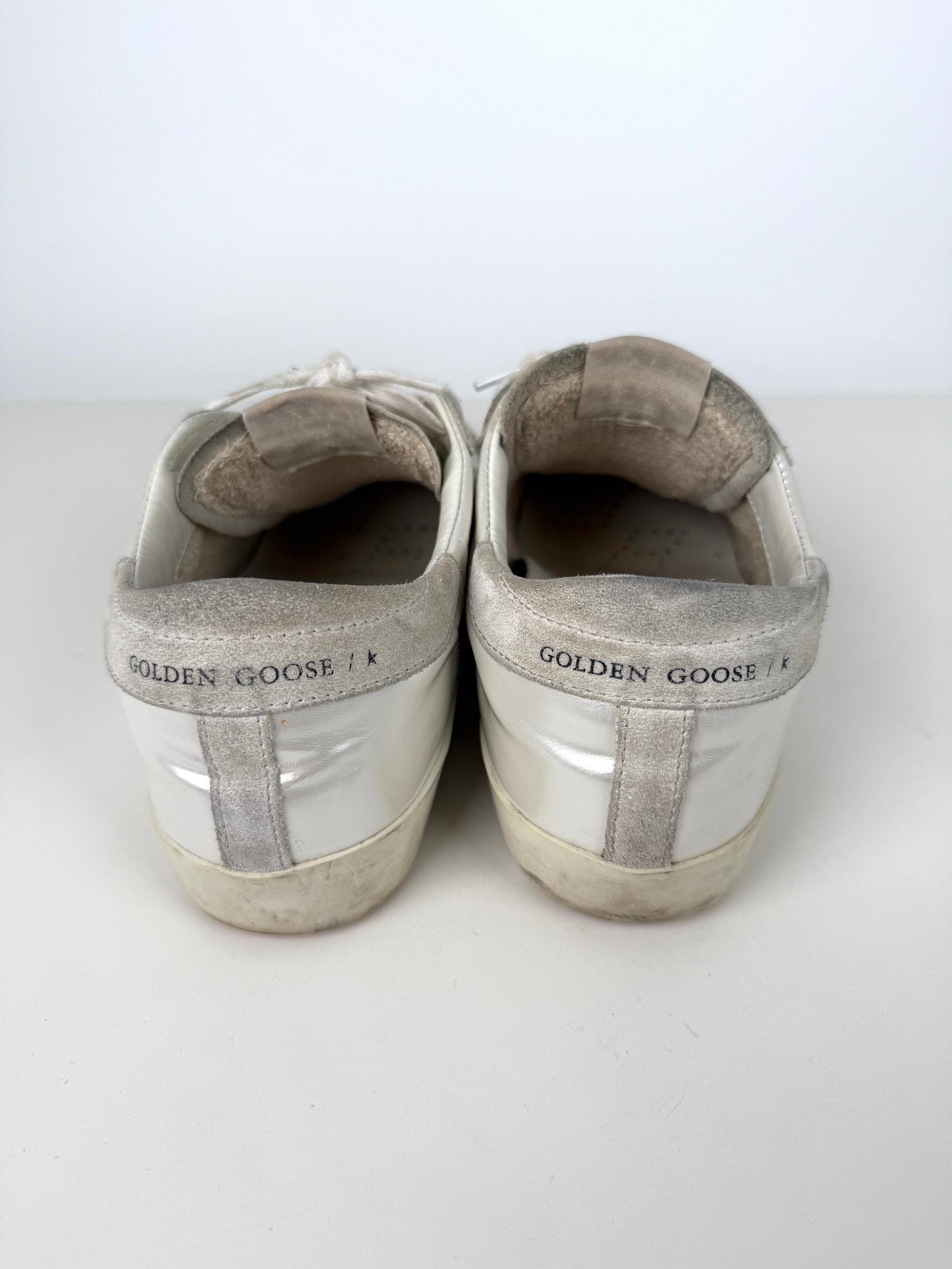 GOLDEN GOOSE White Pearly Glitter Star Superstar Low Top Leather Sneakers 39, 8.5 9