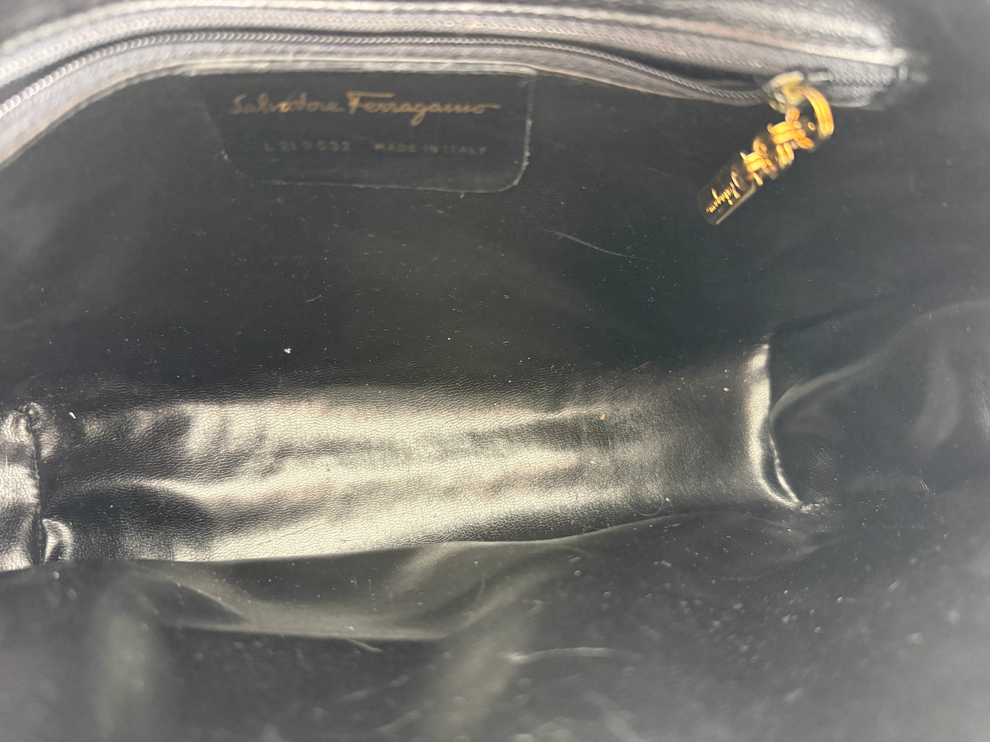 Salvatore Ferragamo Vara Black Croc Embossed Leather Crossbody Bag