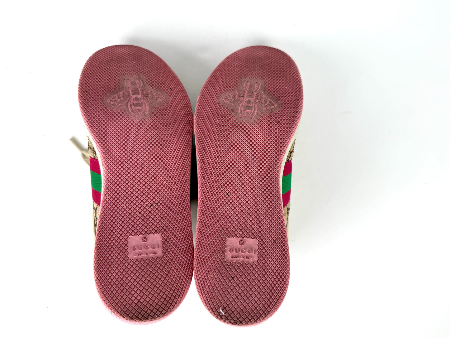 GUCCI Screener Crystal GG Monogram Beige Pink Sneakers 39, 8.5