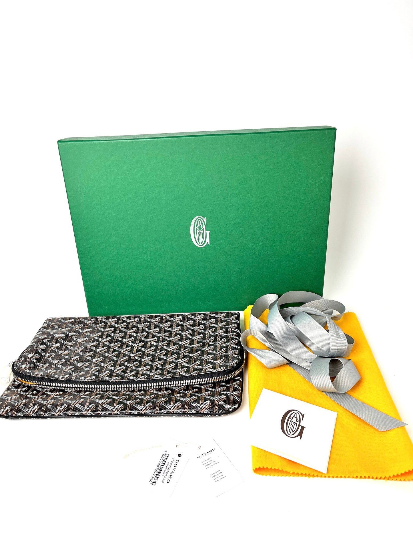 Authentic GOYARD Goyardine Pochette Sainte Marie GM Black Clutch Bag