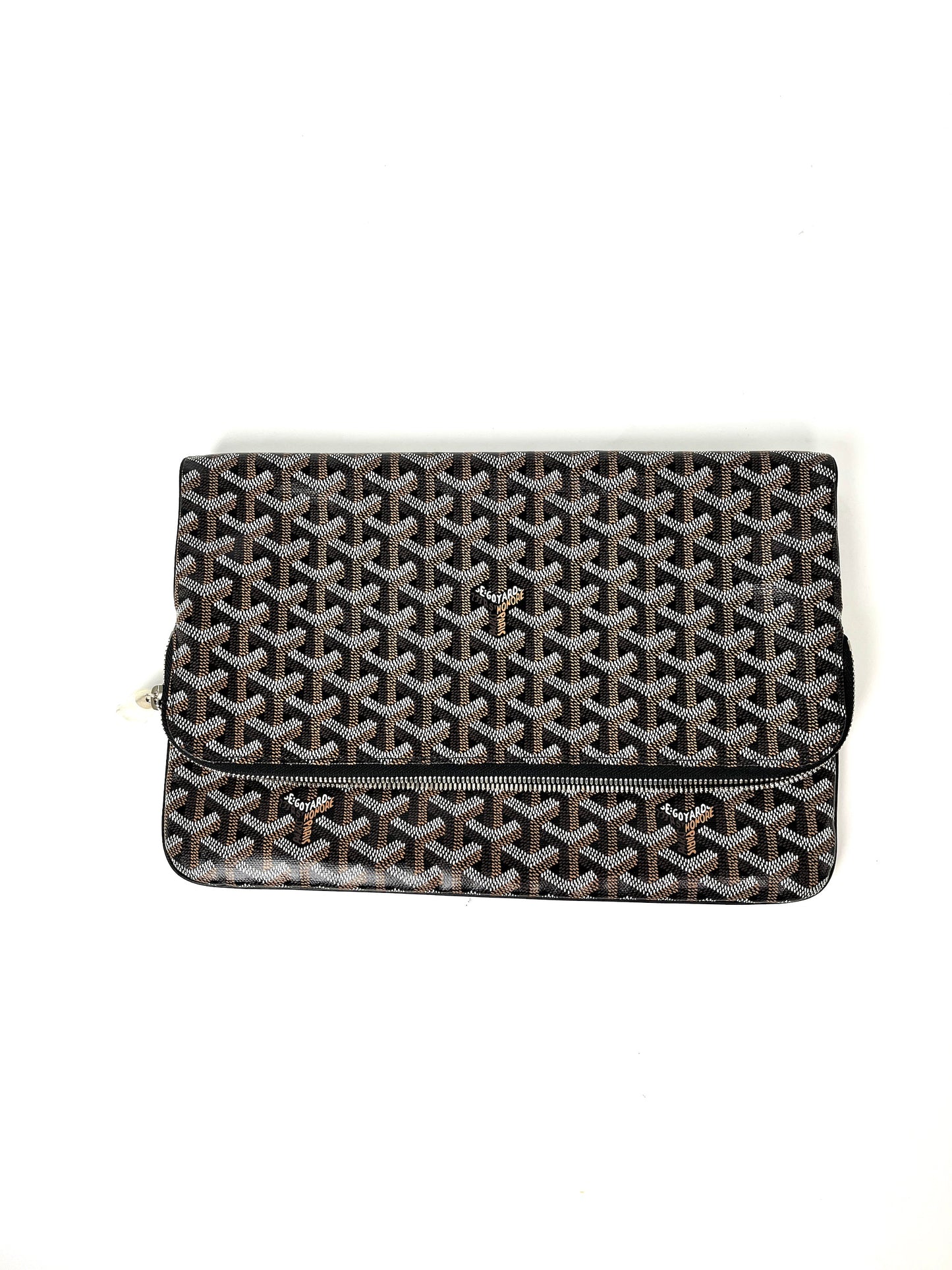 Authentic GOYARD Goyardine Pochette Sainte Marie GM Black Clutch Bag