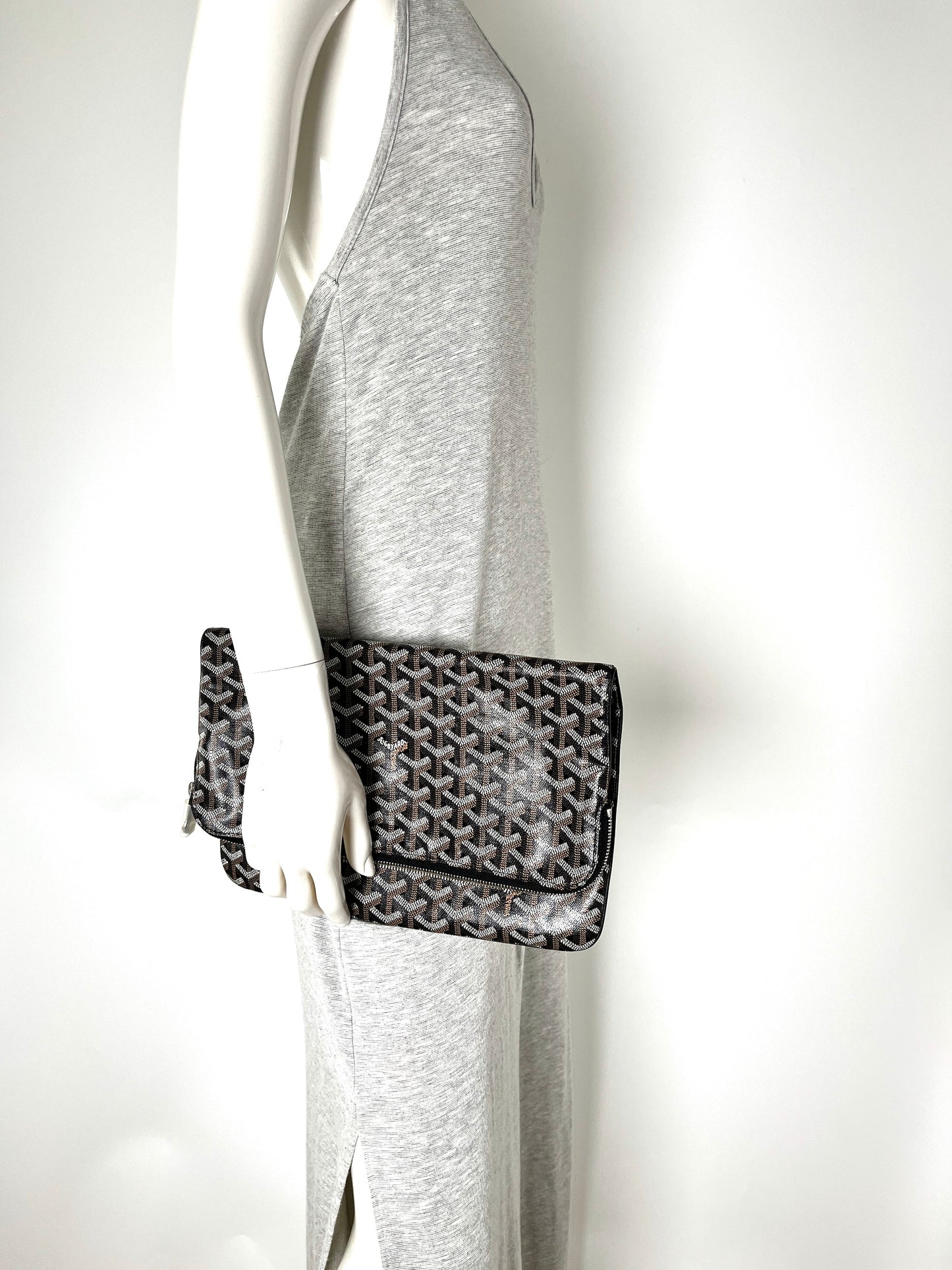 GOYARD Goyardine Pochette Sainte Marie GM Black Clutch Bag