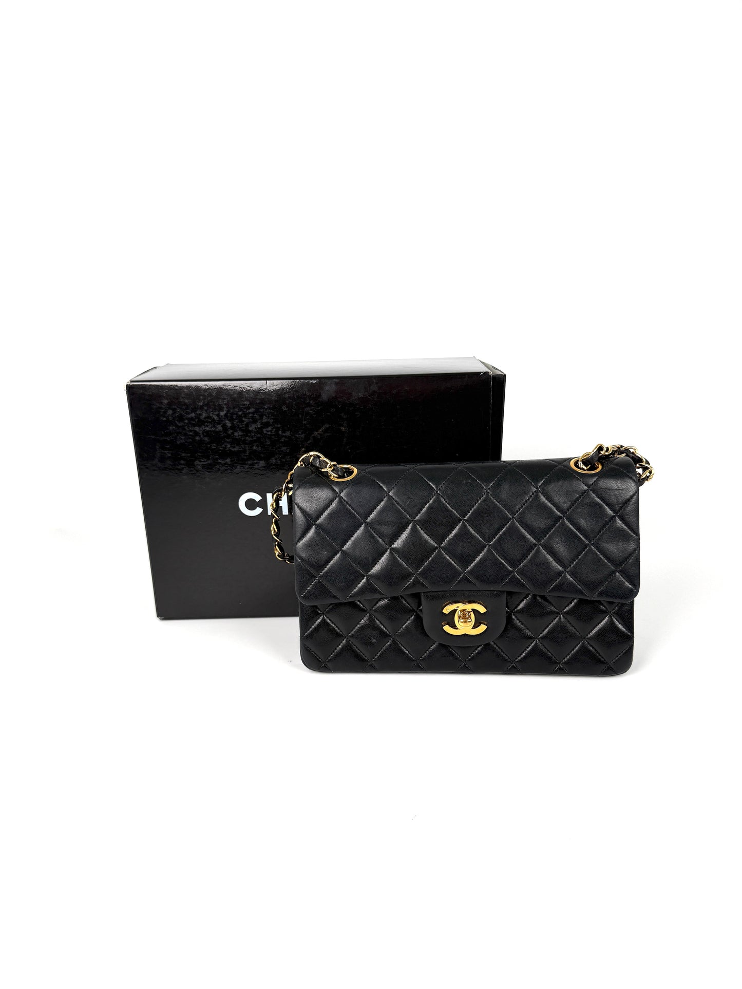 Vintage CHANEL Small Classic Quilted Lambskin Leather Double Flap Bag